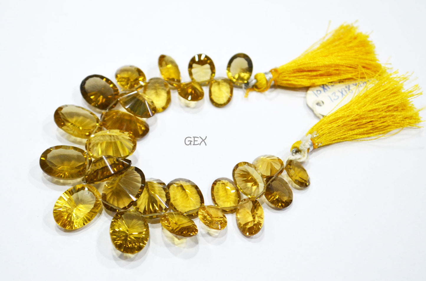 Beer Quartz Concave Cut Oval Shape Beads , 10x12 - 13x18 mm , 7 Inches , BL-2695
