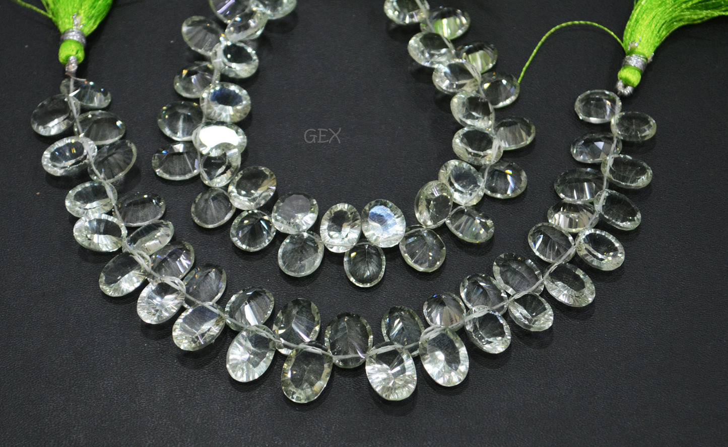 Green Amethyst Concave Cut Oval Shape Beads , Sold By Strand , 8x10 - 10x14 mm , 7 Inches , BL-2710