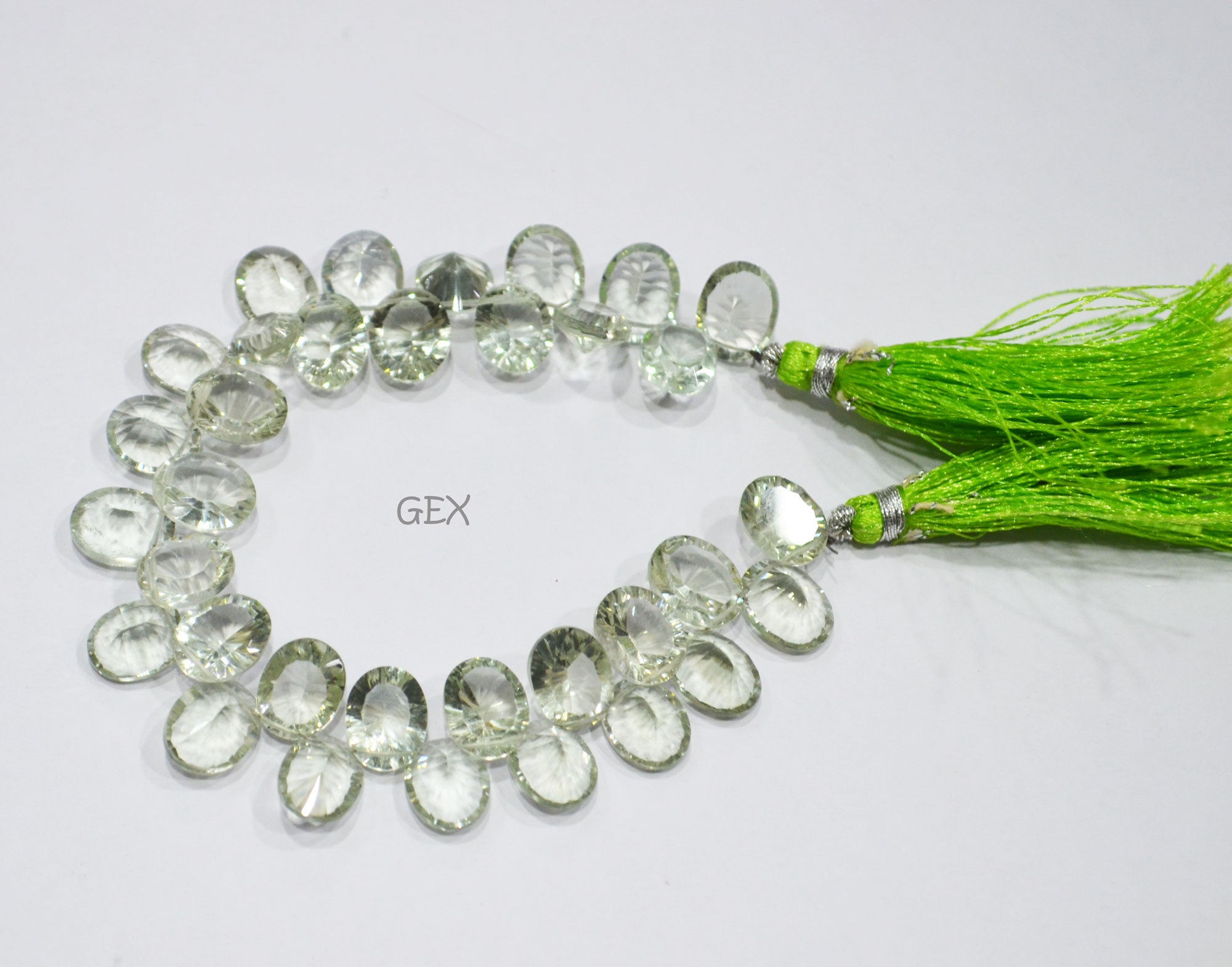 Green Amethyst Concave Cut Oval Shape Beads , Sold By Strand , 8x10 - 10x14 mm , 7 Inches , BL-2710