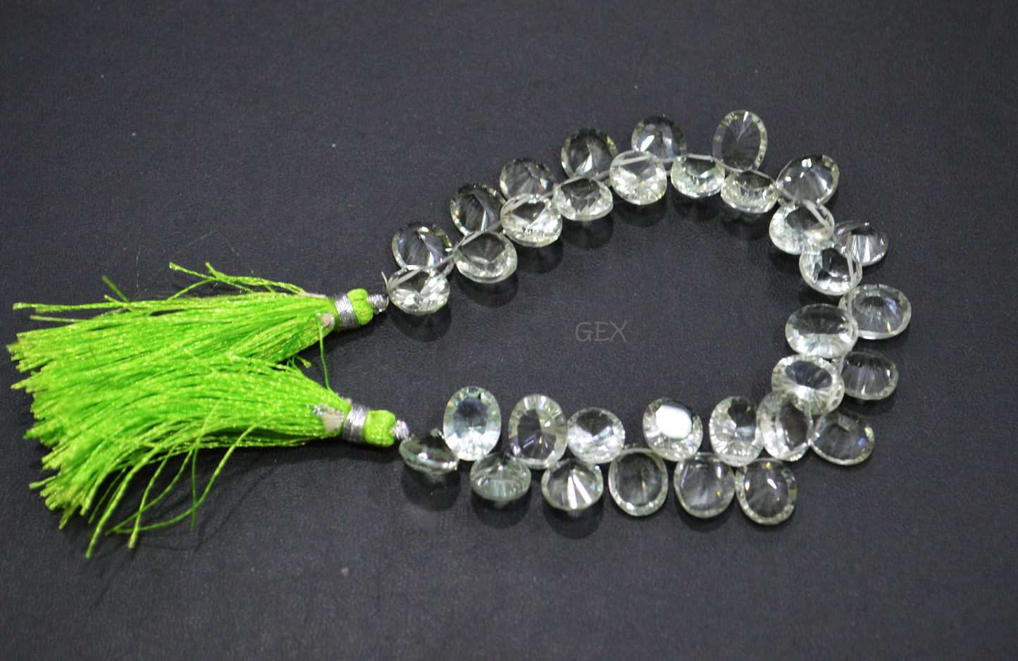 Green Amethyst Concave Cut Oval Shape Beads , Sold By Strand , 8x10 - 10x14 mm , 7 Inches , BL-2710