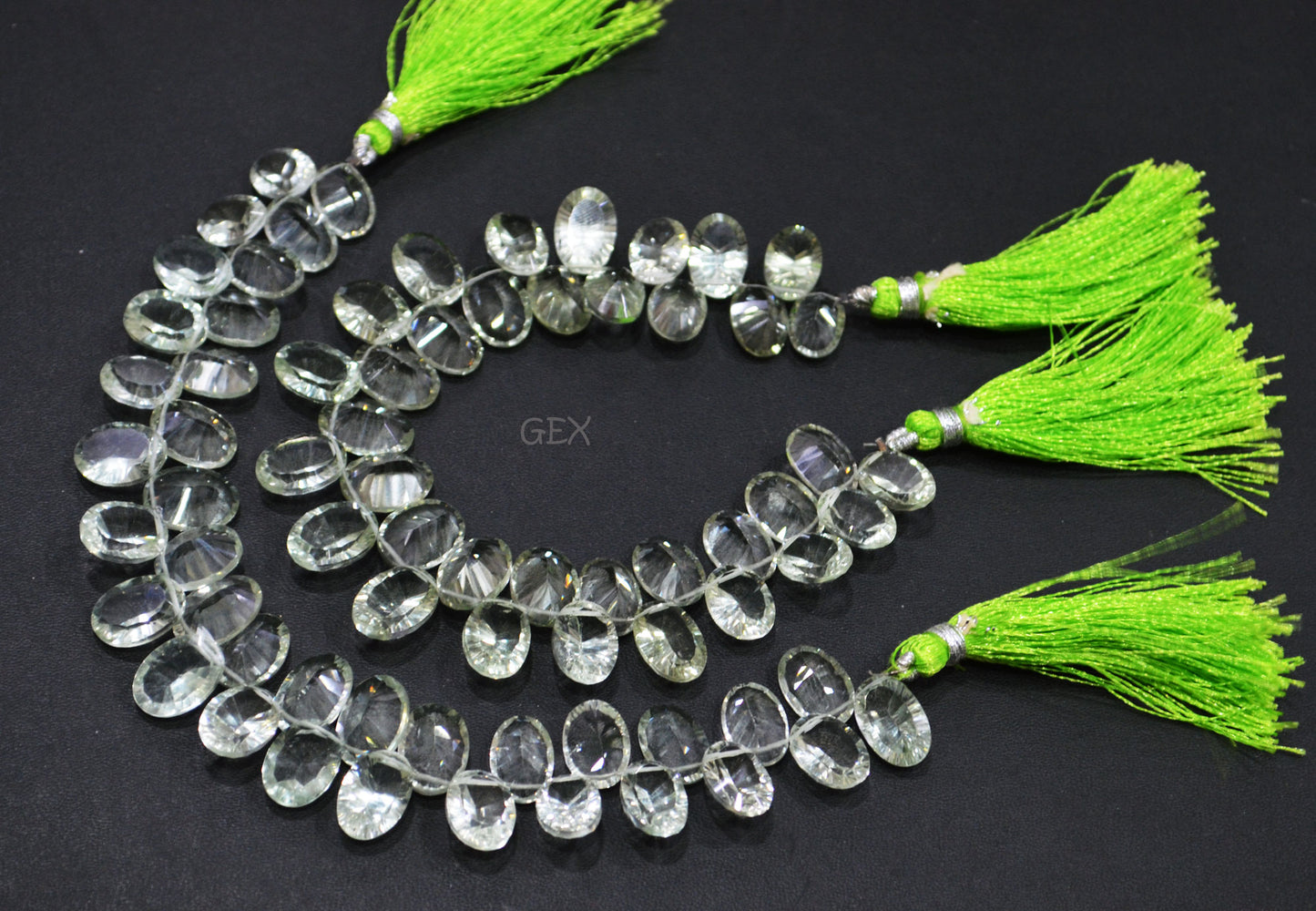 Green Amethyst Concave Cut Oval Shape Beads , Sold By Strand , 9x11 - 10x14 mm , 7.50 Inches , BL-2711