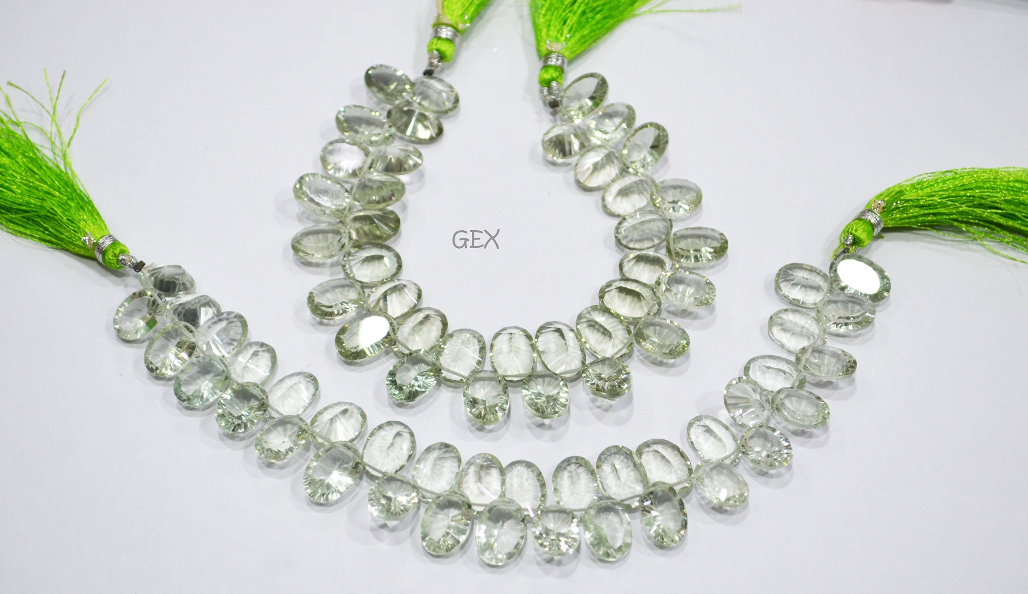 Green Amethyst Concave Cut Oval Shape Beads , Sold By Strand , 9x11 - 10x14 mm , 7.50 Inches , BL-2711