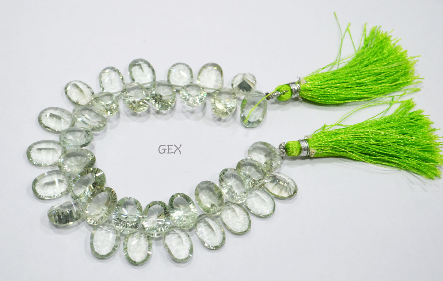 Green Amethyst Concave Cut Oval Shape Beads , Sold By Strand , 9x13 - 10x14 mm , 7.50 Inches , BL-2713