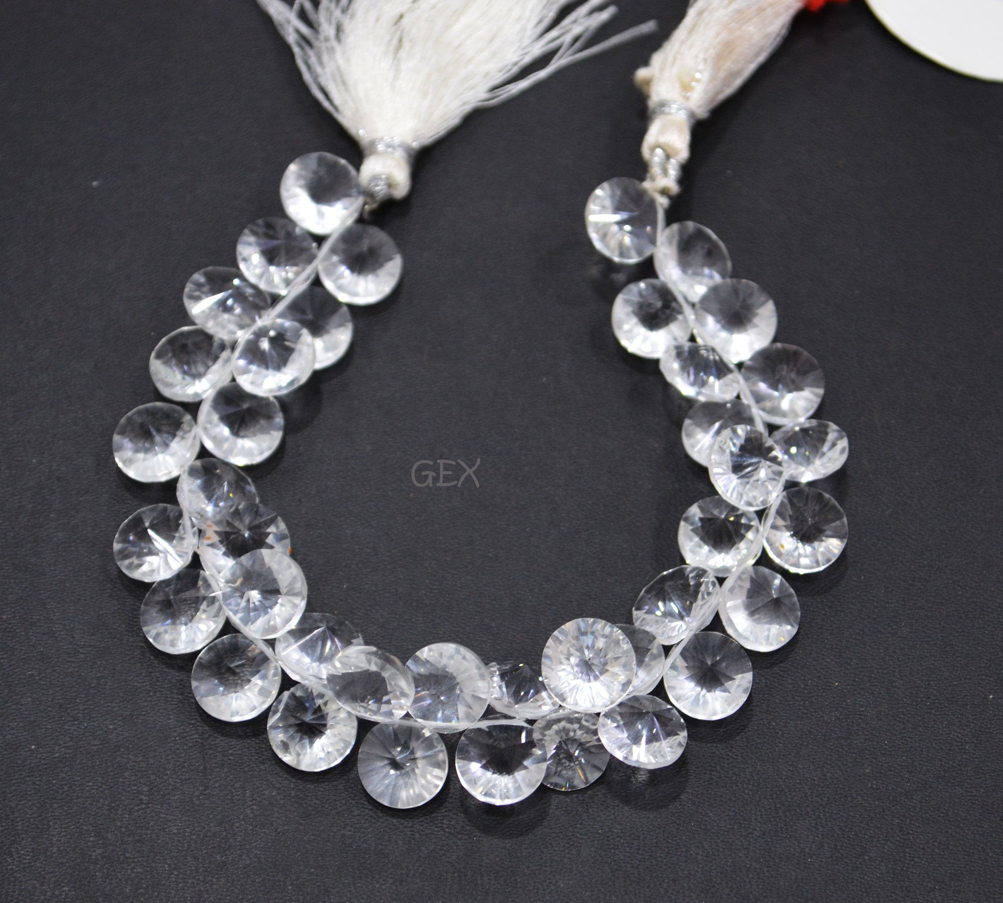 Crystal Concave Cut Coin Shape Beads , 10 mm , 8 Inches , BL-2714