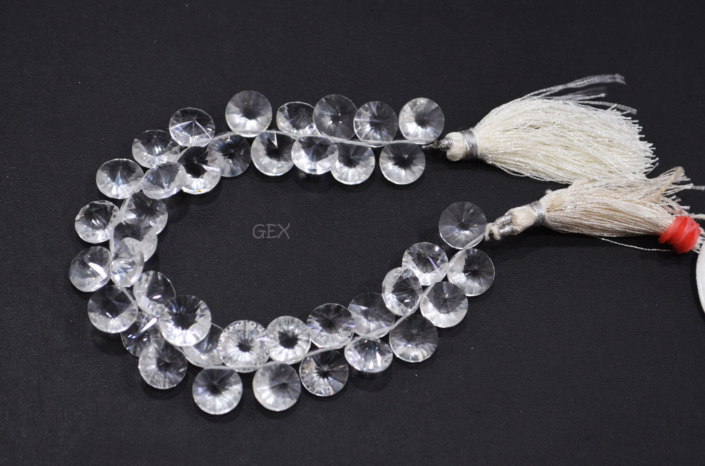 Crystal Concave Cut Coin Shape Beads , 10 mm , 8 Inches , BL-2714