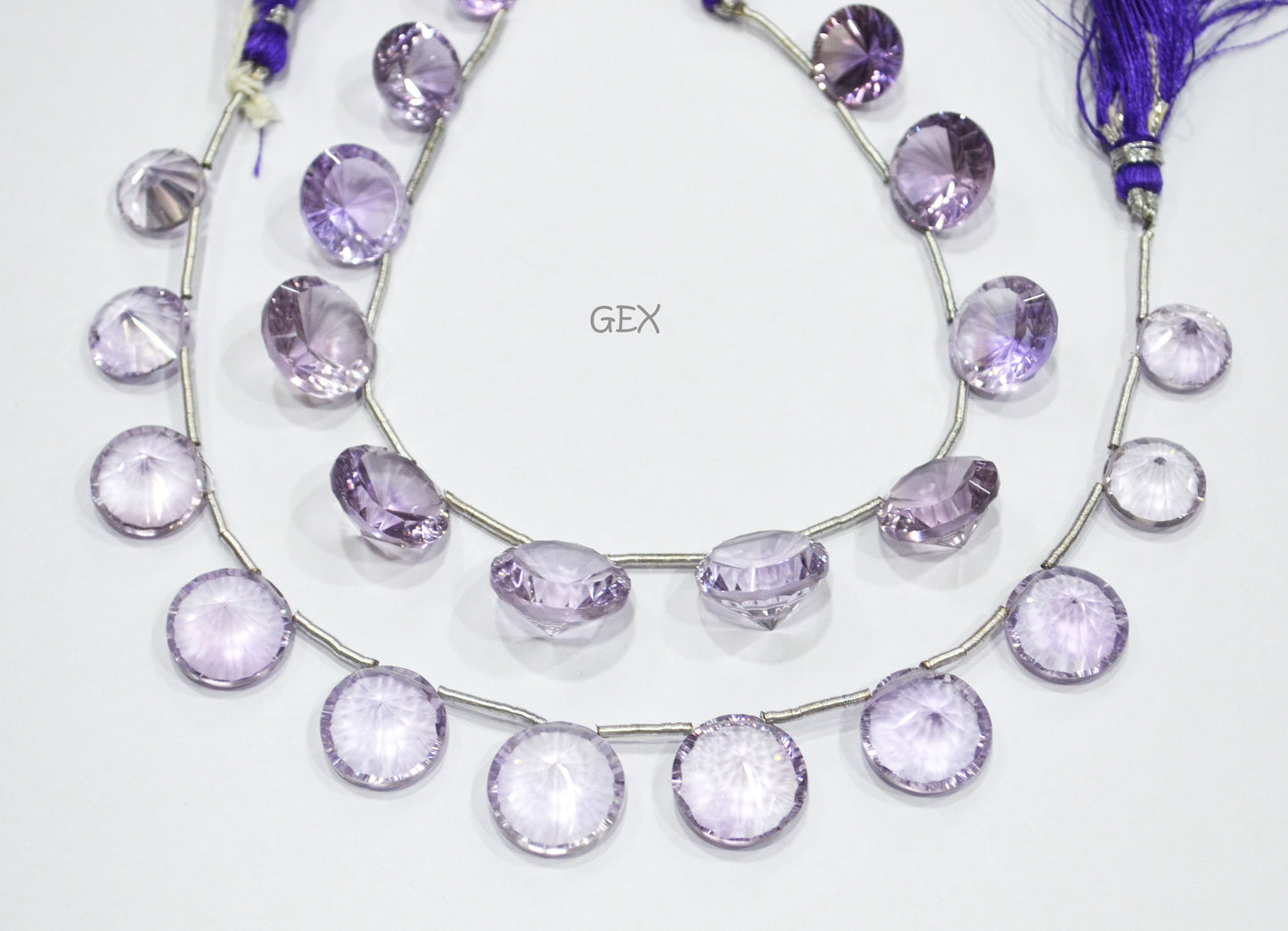 Pink Amethyst Concave Cut Coin Shape Beads , 8 - 17 mm , 8 Inches , BL-2729