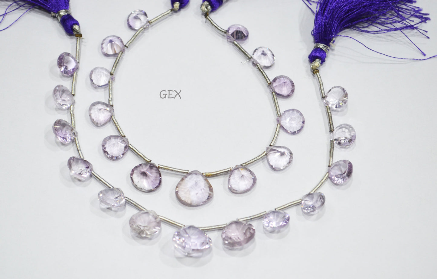 Pink Amethyst Concave Cut Heart Shape Beads , 8x8 - 13x13 mm , 6.50 Inches , BL-2735