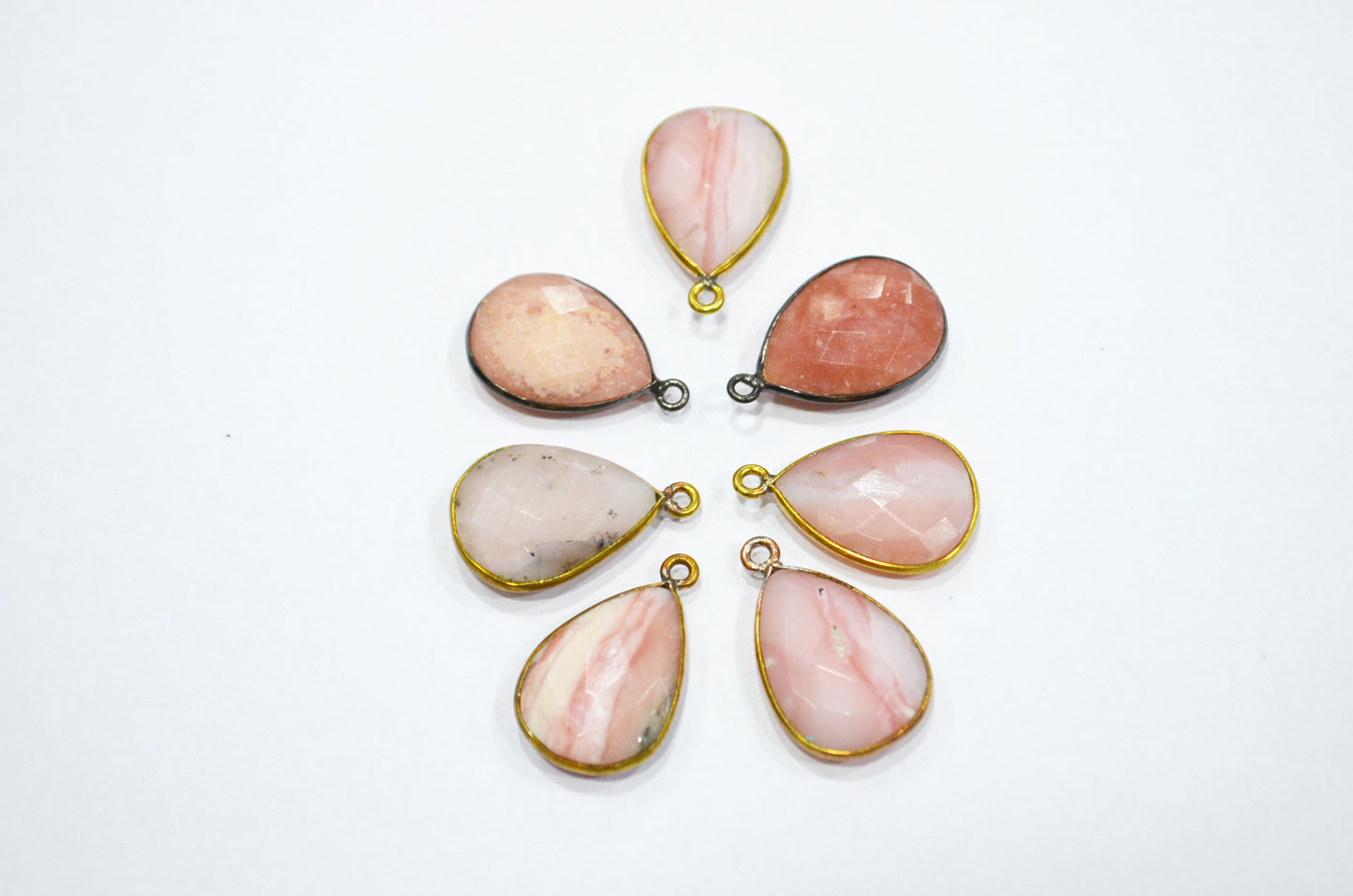 Pink Opal Faceted Pear Shape Connector , Sold By Piece , 13x18 mm , C-2416
