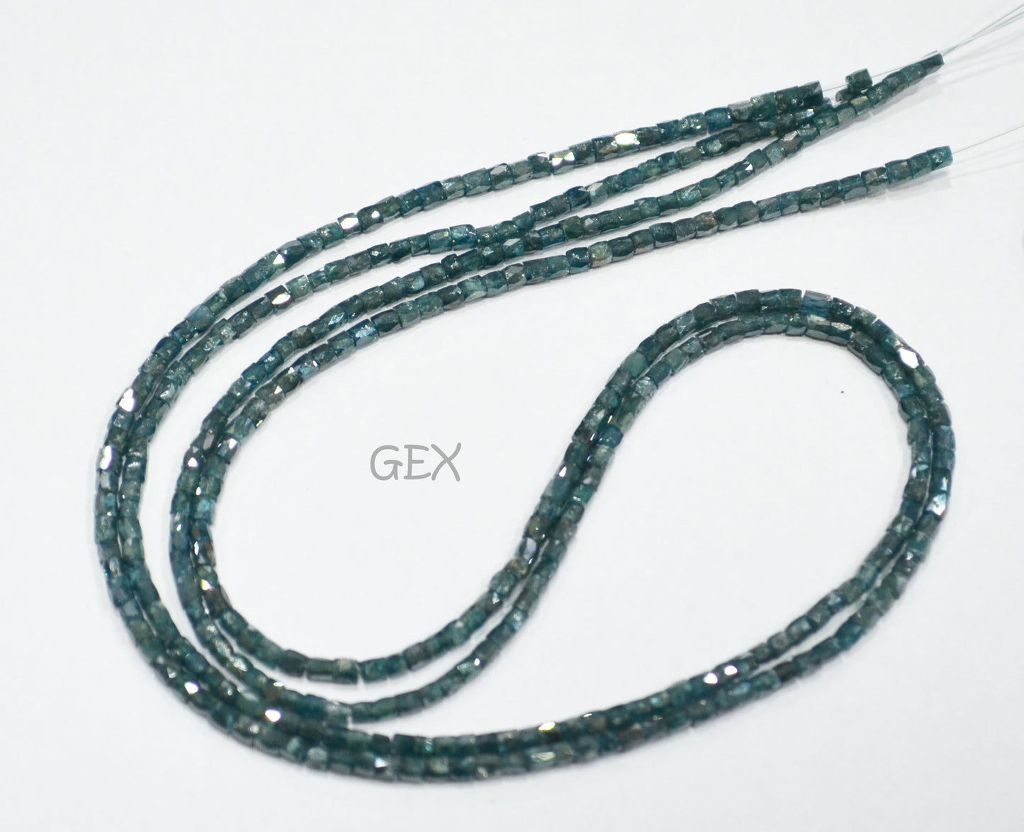 Teal Blue Diamond Fancy Snake Finish Box Shape Beads , Teal Blue Diamond Box Shape Faceted Beads , 1x1.50 - 2x2.25 mm 14.5 Inches , DD-002