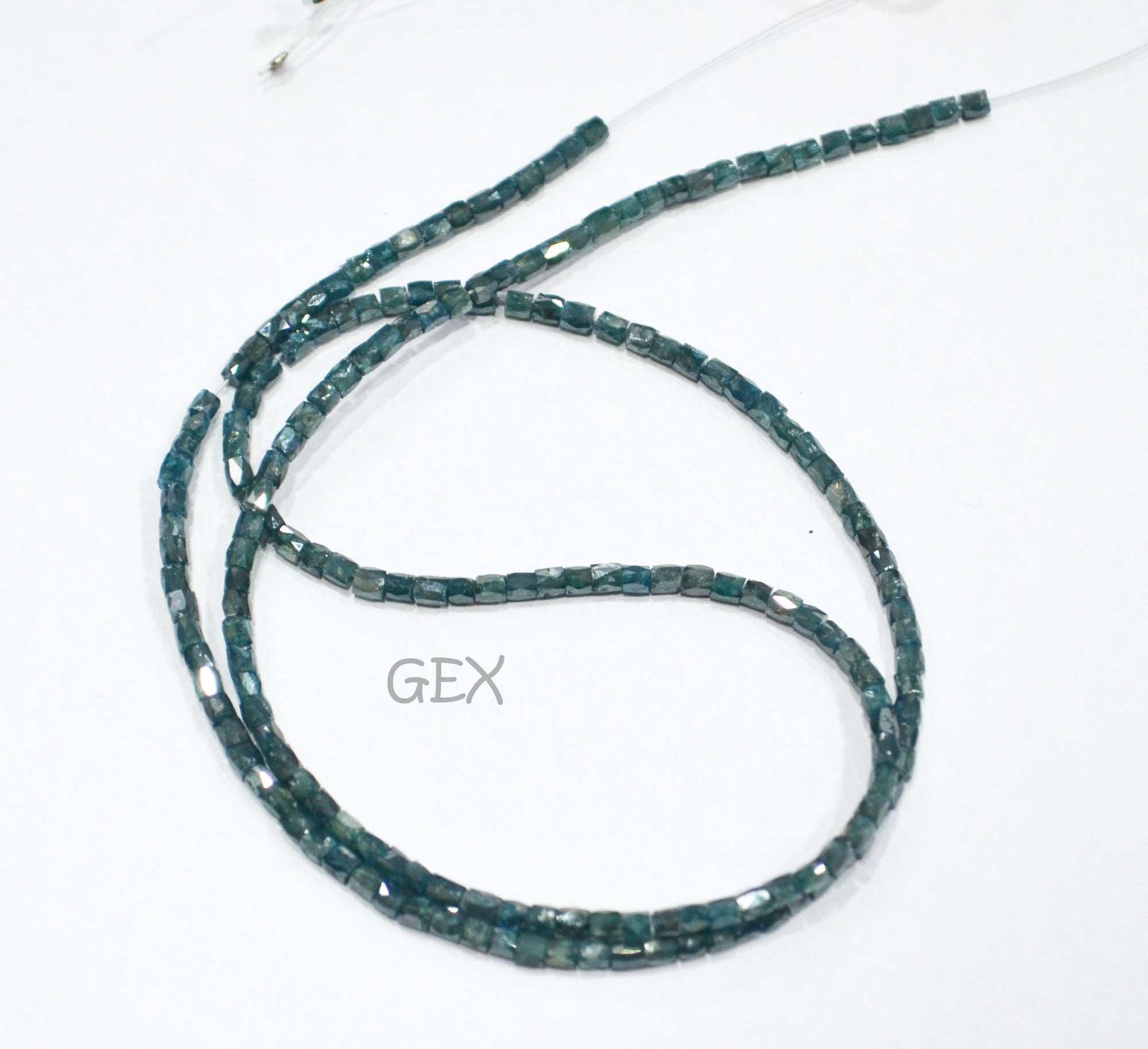 Teal Blue Diamond Fancy Snake Finish Box Shape Beads , Teal Blue Diamond Box Shape Faceted Beads , 1x1.50 - 2x2.25 mm 14.5 Inches , DD-002