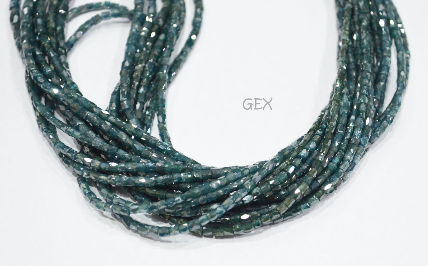 Teal Blue Diamond Fancy Snake Finish Box Shape Beads , Teal Blue Diamond Box Shape Faceted Beads , 1x1.50 - 2x2.25 mm 14.5 Inches , DD-002