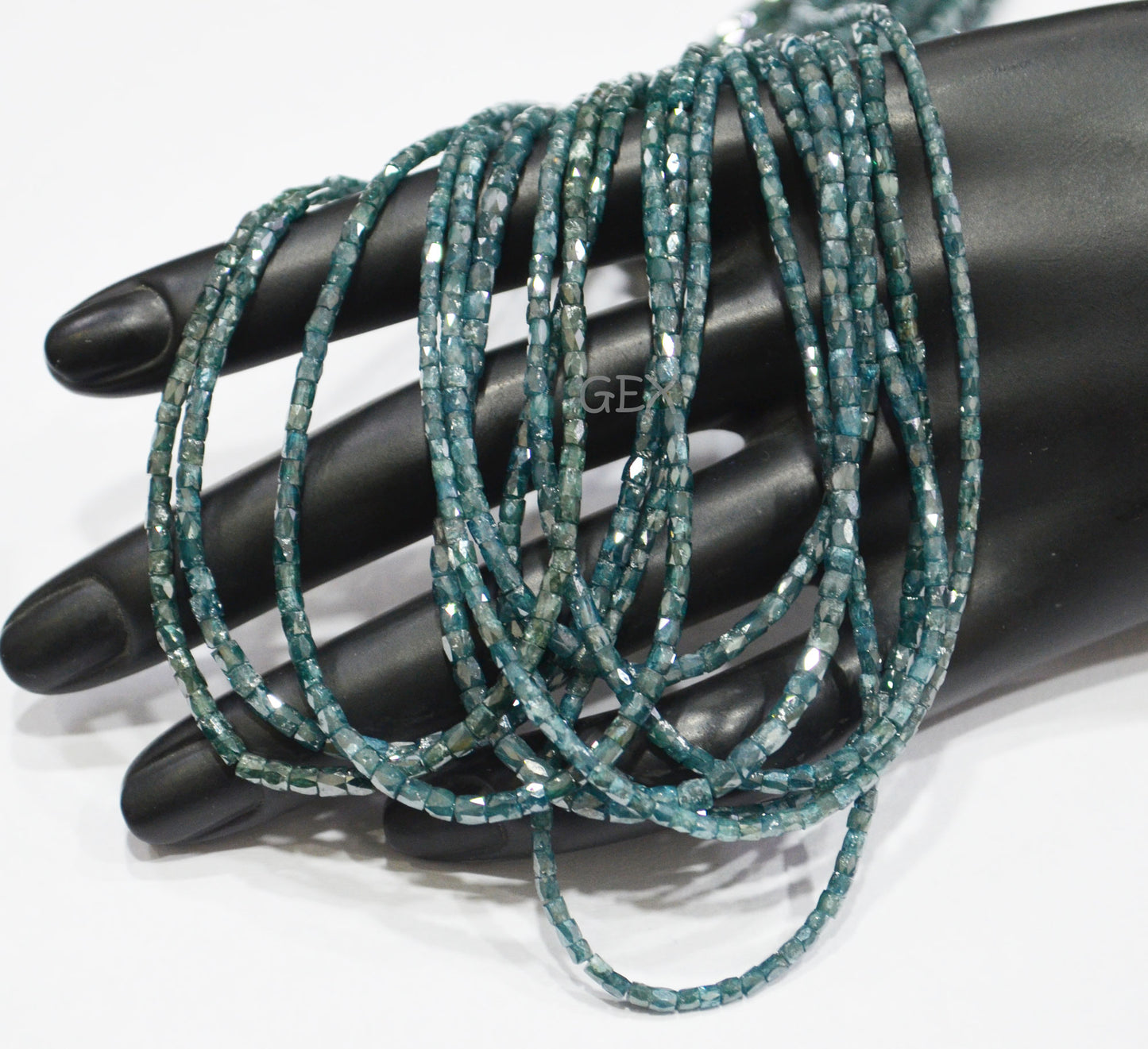 Teal Blue Diamond Fancy Snake Finish Box Shape Beads , Teal Blue Diamond Box Shape Faceted Beads , 1x1.50 - 2x2.25 mm 14.5 Inches , DD-002