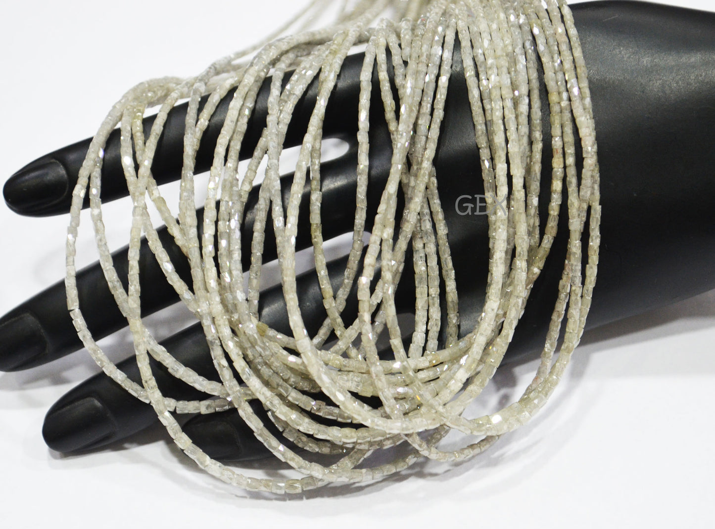 White Diamond Fancy Snake Finish Box Shape Beads , White Diamond Box Shape Faceted Beads , 1.25x1.50 - 1.50x2 mm 15 Inches , DD-003