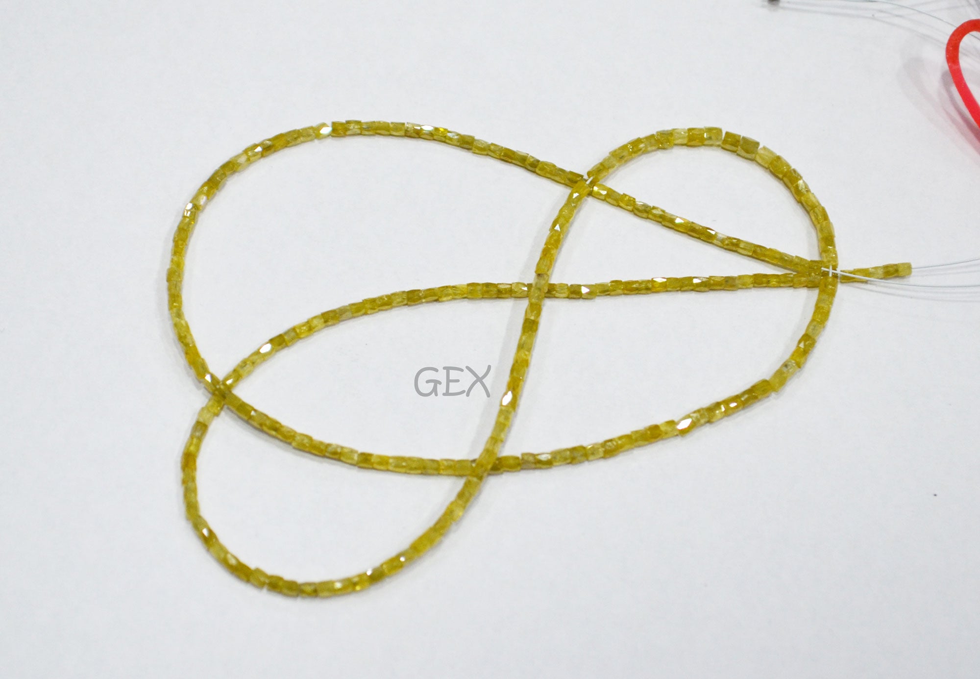 Dark Yellow Diamond Fancy Snake Finish Box Shape Beads , Dark Yellow Diamond Box Shape Faceted Beads , 1.25x1.50 mm 15 Inches , DD-004