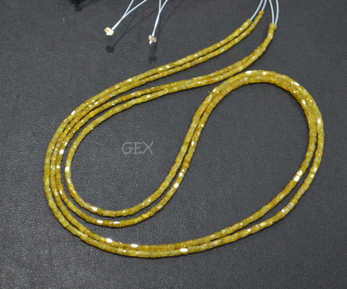 Dark Yellow Diamond Fancy Snake Finish Box Shape Beads , Dark Yellow Diamond Box Shape Faceted Beads , 1.25x1.50 mm 15 Inches , DD-004