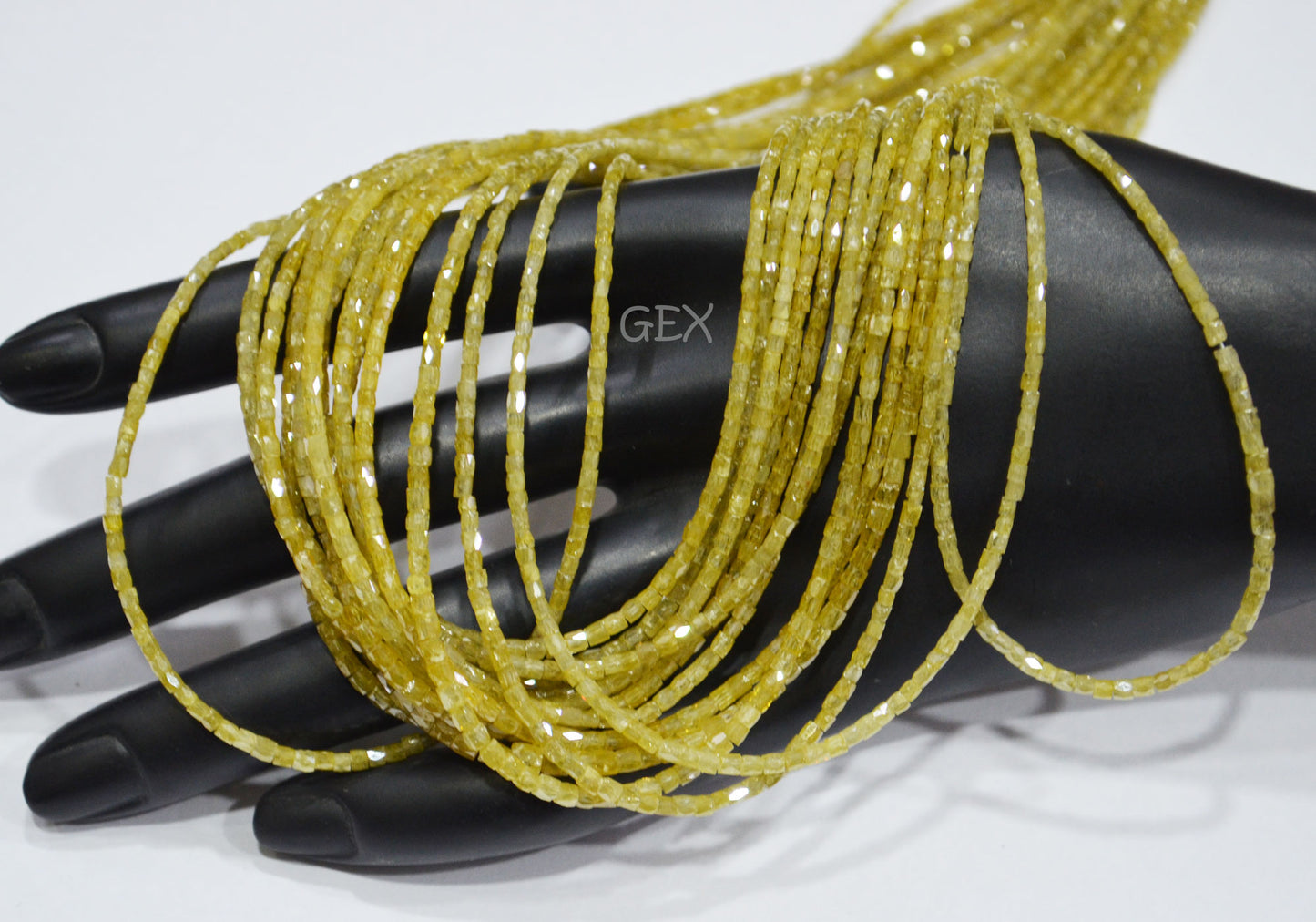 Dark Yellow Diamond Fancy Snake Finish Box Shape Beads , Dark Yellow Diamond Box Shape Faceted Beads , 1.25x1.50 mm 15 Inches , DD-004