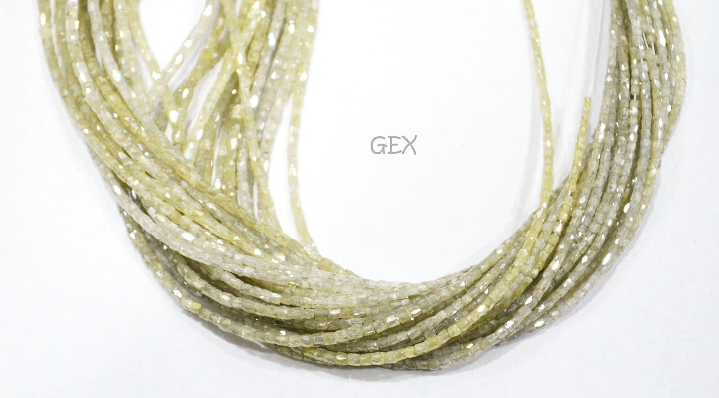 Cream White Diamond Fancy Snake Finish Box Shape Beads , Cream White Diamond Box Shape Faceted Beads , 1.25x1.50 mm 15 Inches , DD-005
