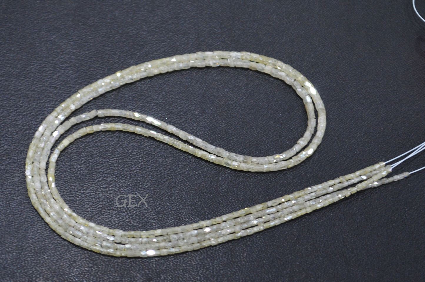 Cream White Diamond Fancy Snake Finish Box Shape Beads , Cream White Diamond Box Shape Faceted Beads , 1.25x1.50 mm 15 Inches , DD-005