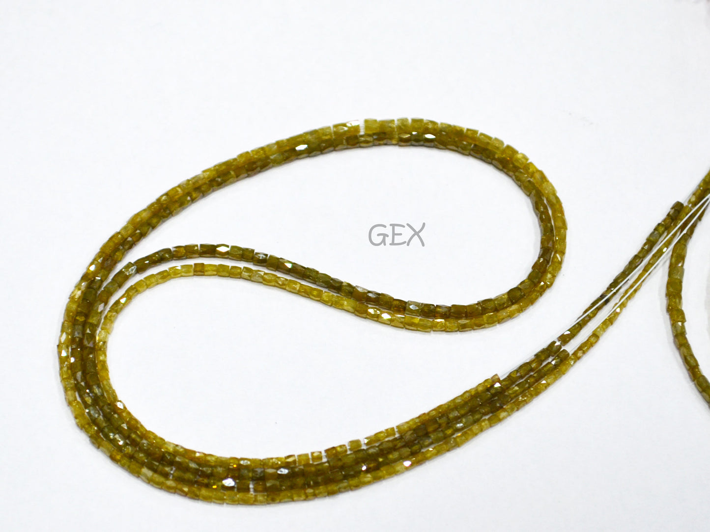 Olive Yellow Tone Diamond Fancy Snake Finish Box Shape Beads , Olive Yellow Tone Diamond Box Shape Faceted Beads , 1.25x1.50 mm 15 Inches , DD-006
