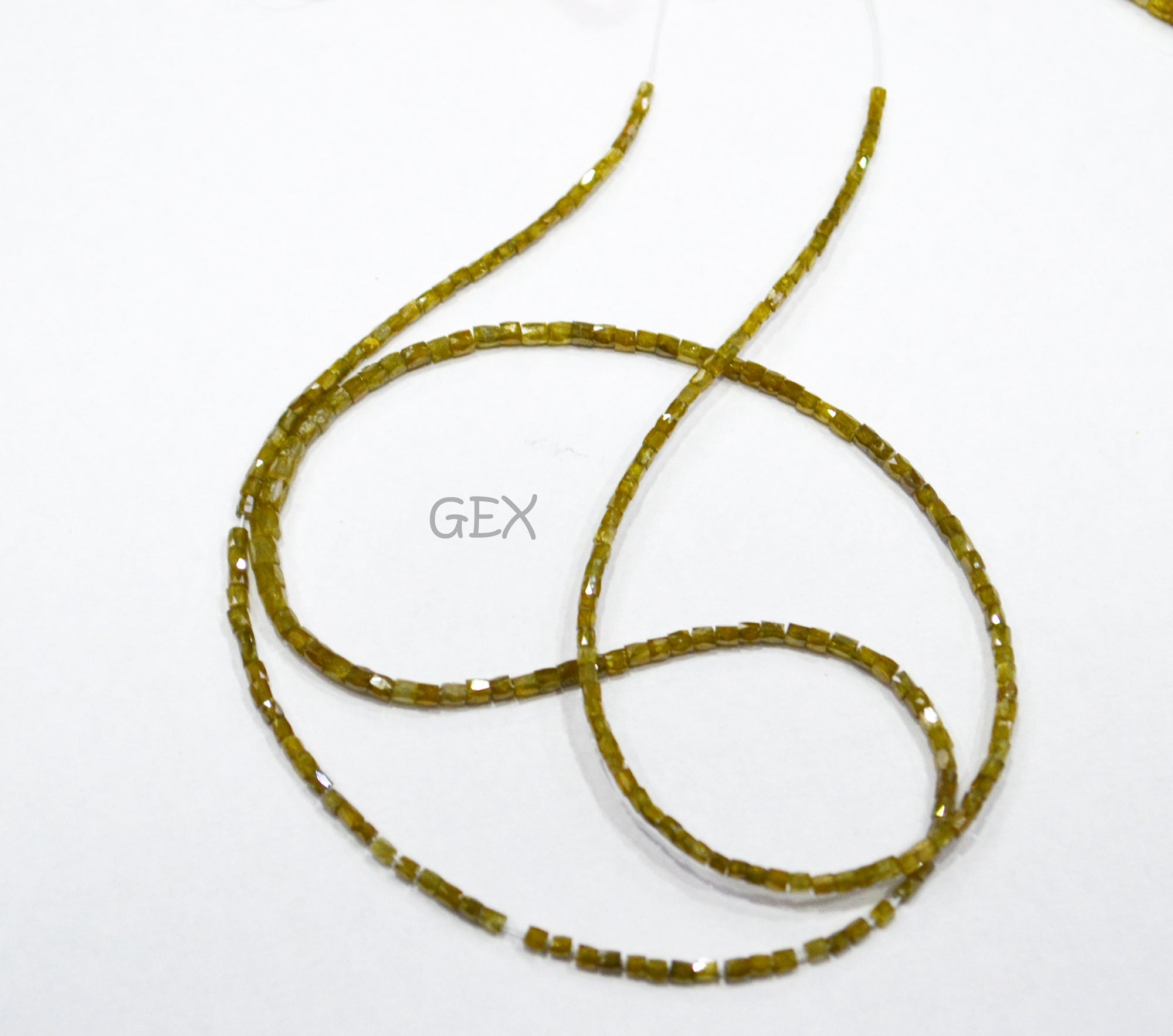 Olive Yellow Tone Diamond Fancy Snake Finish Box Shape Beads , Olive Yellow Tone Diamond Box Shape Faceted Beads , 1.25x1.50 mm 15 Inches , DD-006