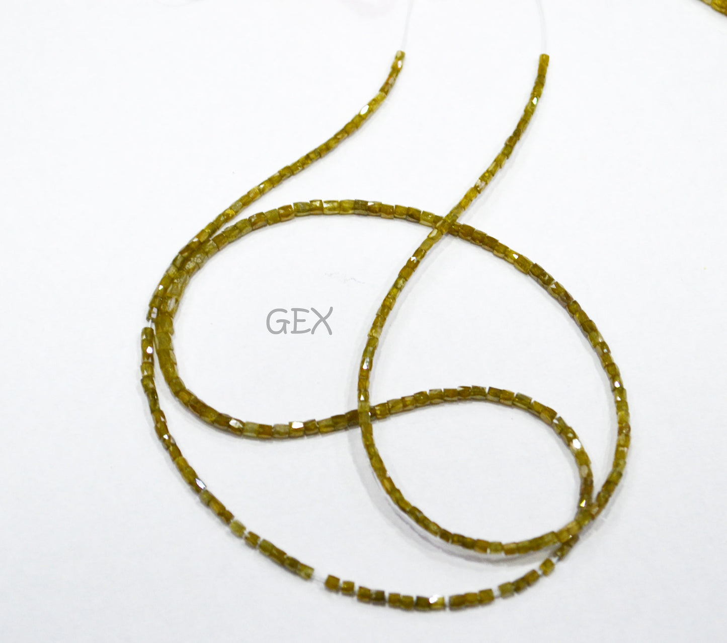 Olive Yellow Tone Diamond Fancy Snake Finish Box Shape Beads , Olive Yellow Tone Diamond Box Shape Faceted Beads , 1.25x1.50 mm 15 Inches , DD-006