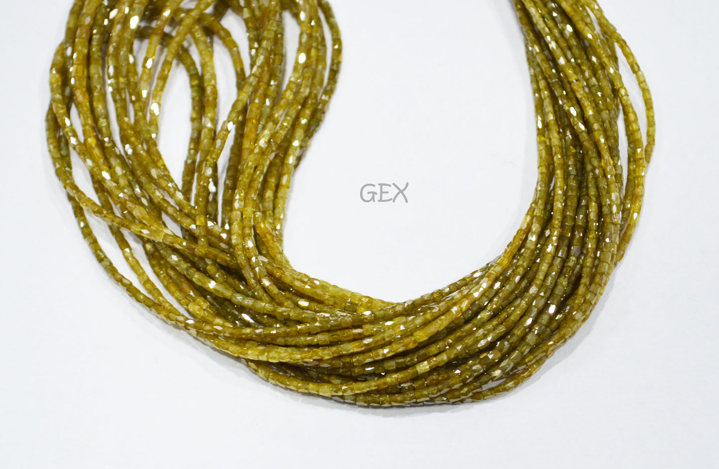Olive Yellow Tone Diamond Fancy Snake Finish Box Shape Beads , Olive Yellow Tone Diamond Box Shape Faceted Beads , 1.25x1.50 mm 15 Inches , DD-006
