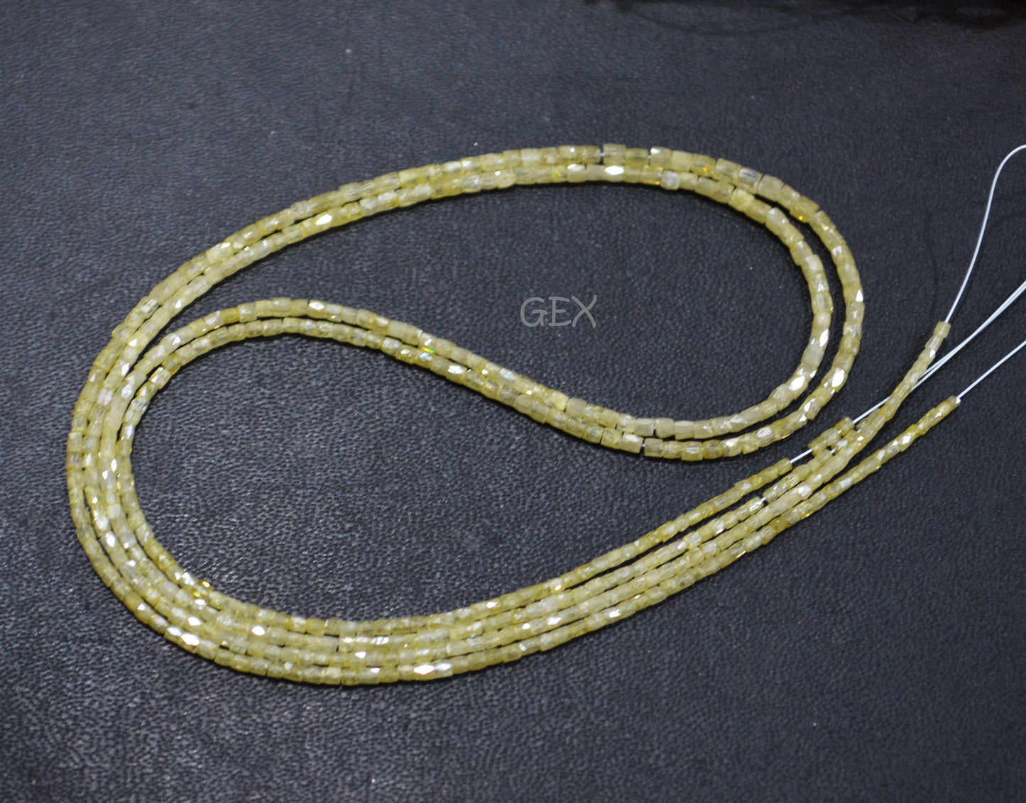 Yellow Diamond Fancy Snake Finish Box Shape Beads , Yellow Diamond Box Shape Faceted Beads , 1.25x1.50 mm 15 Inches , DD-007