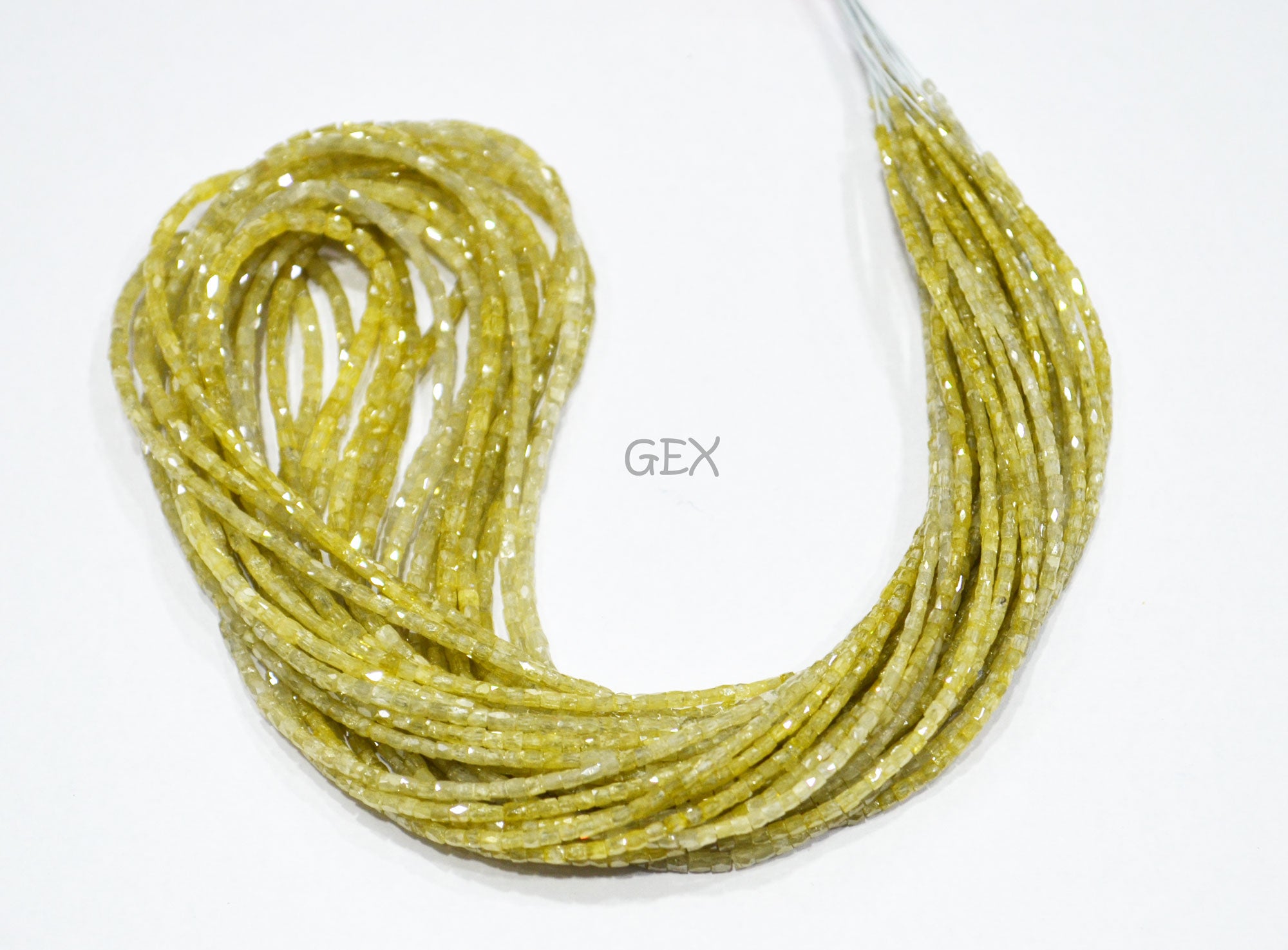 Yellow Diamond Fancy Snake Finish Box Shape Beads , Yellow Diamond Box Shape Faceted Beads , 1.25x1.50 mm 15 Inches , DD-007
