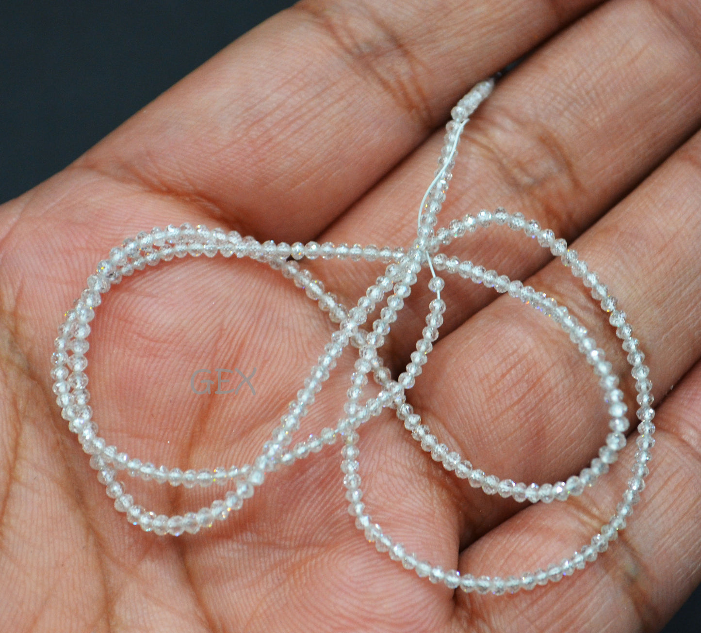 Natural White Diamond Faceted Round Shape Beads , White Diamond Faceted Beads , 16 Inches , 1.50 - 1.90 mm , DD-008