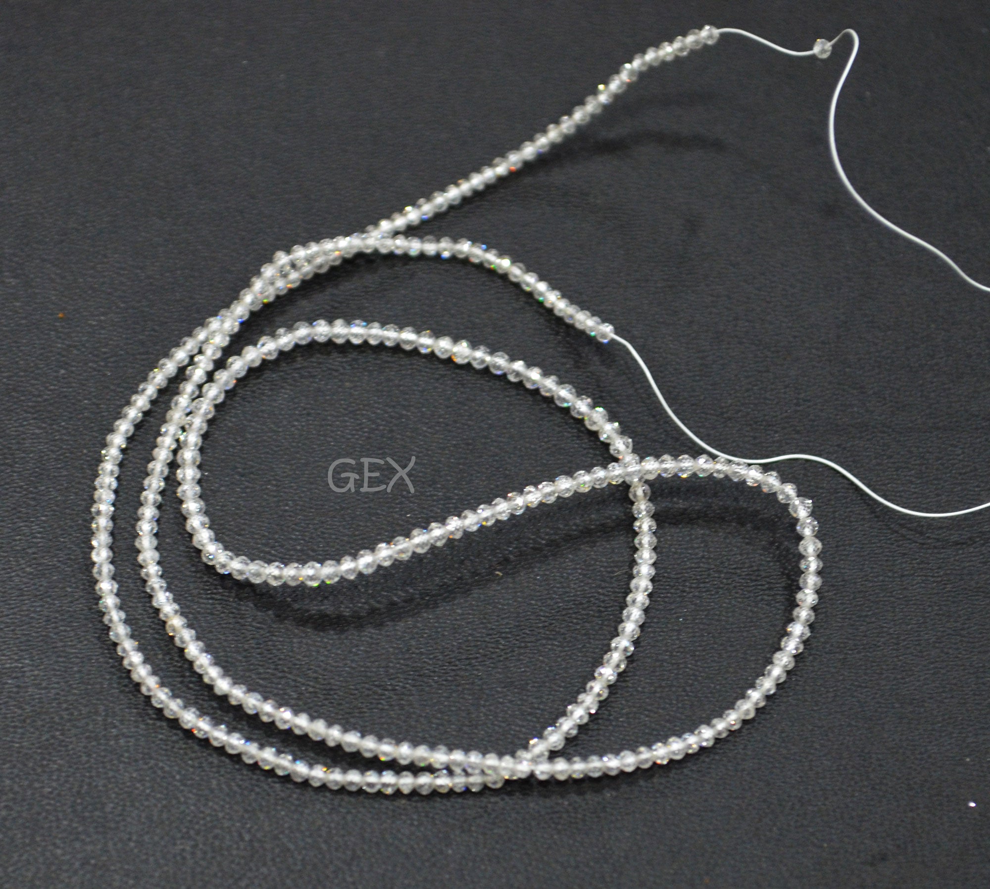 Natural White Diamond Faceted Round Shape Beads , White Diamond Faceted Beads , 16 Inches , 1.50 - 1.90 mm , DD-008