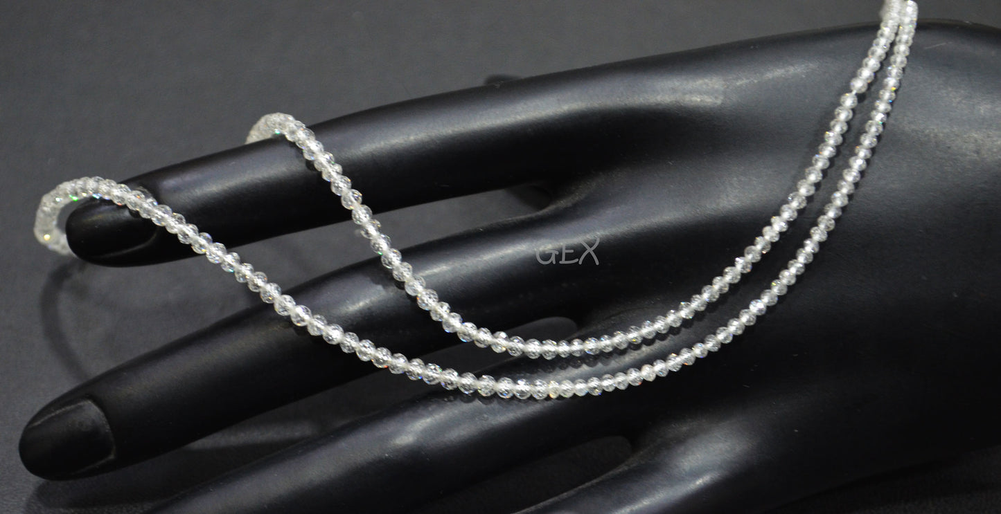 Natural White Diamond Faceted Round Shape Beads , White Diamond Faceted Beads , 17 Inches , 1.90 - 2.60 mm , DD-009