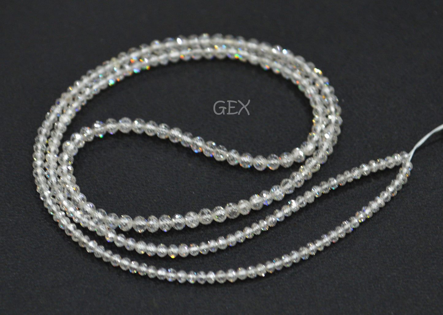 Natural White Diamond Faceted Round Shape Beads , White Diamond Faceted Beads , 17 Inches , 1.90 - 2.60 mm , DD-009