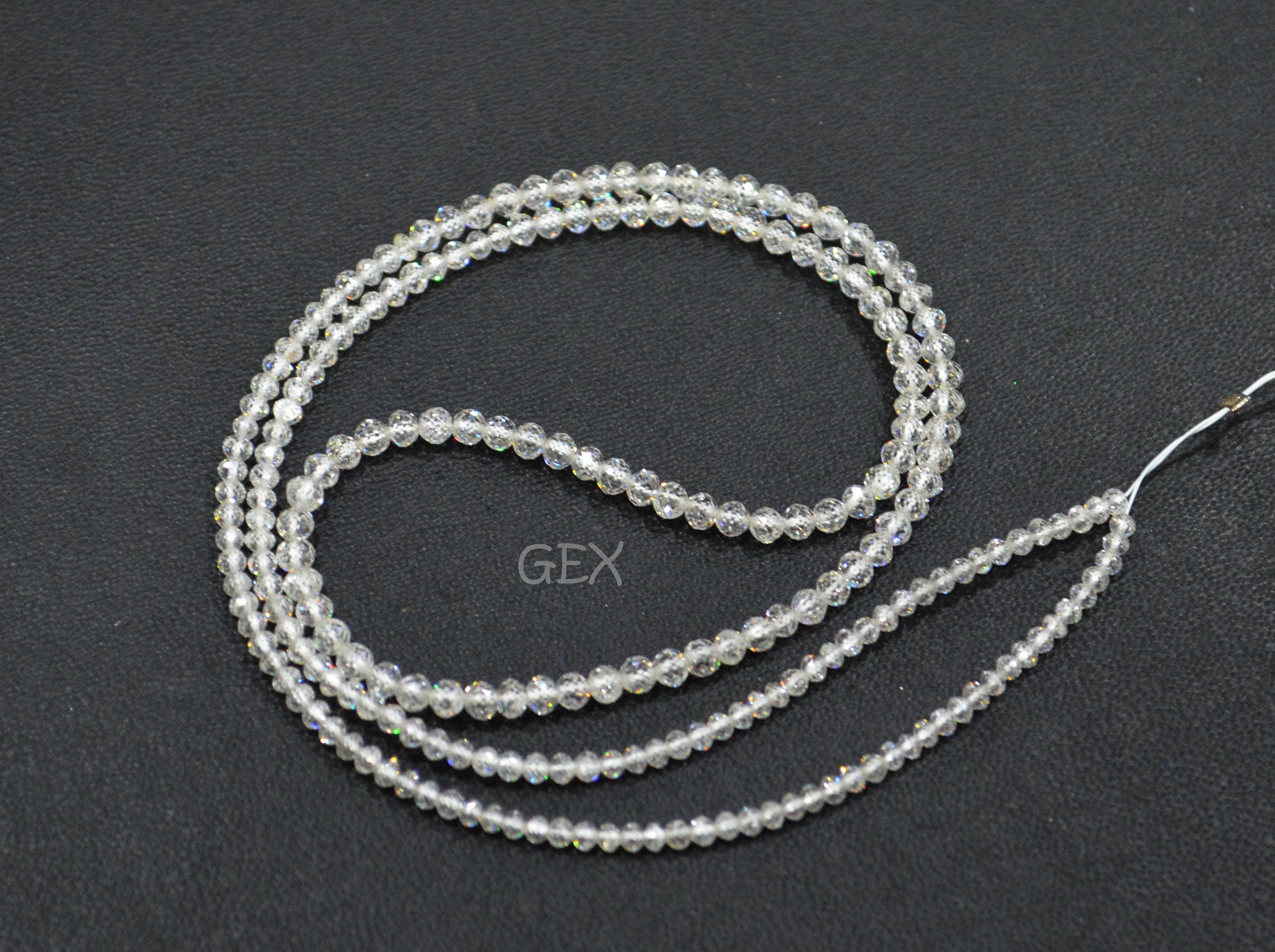 Natural White Diamond Faceted Round Shape Beads , White Diamond Faceted Beads , 17 Inches , 1.90 - 2.60 mm , DD-009