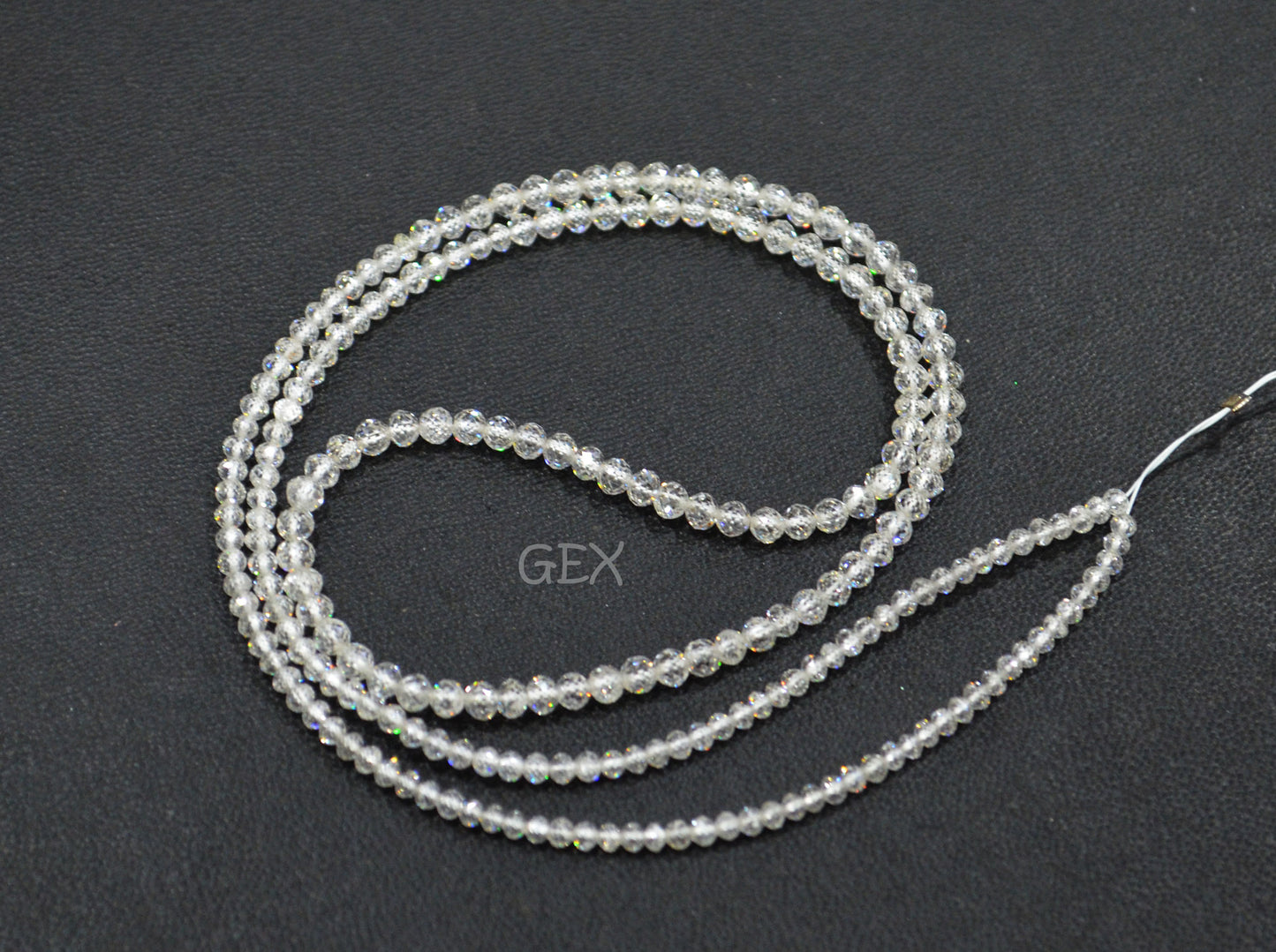Natural White Diamond Faceted Round Shape Beads , White Diamond Faceted Beads , 17 Inches , 1.90 - 2.60 mm , DD-009