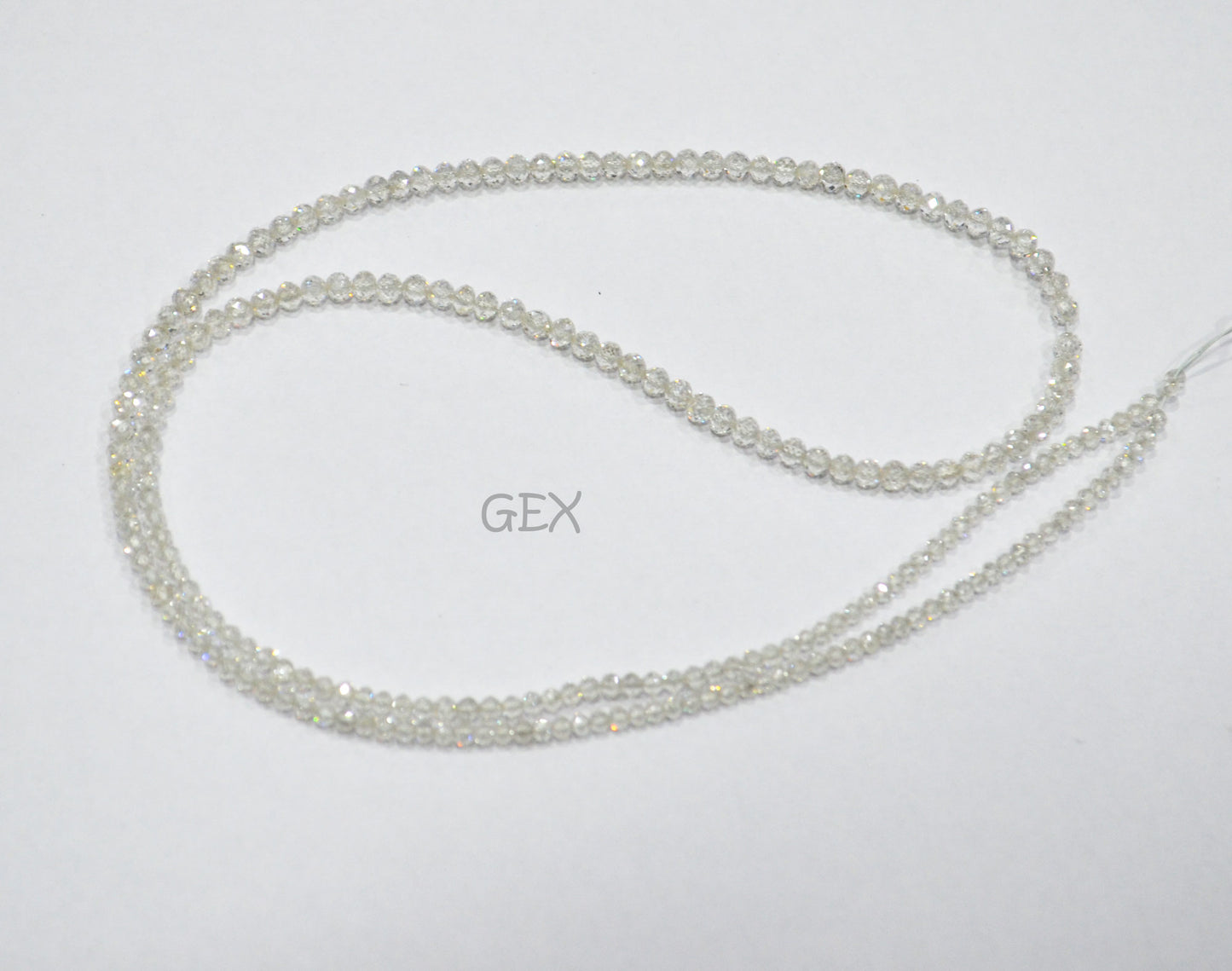 Natural White Diamond Faceted Round Shape Beads , White Diamond Faceted Beads , 17 Inches , 1.90 - 2.60 mm , DD-009