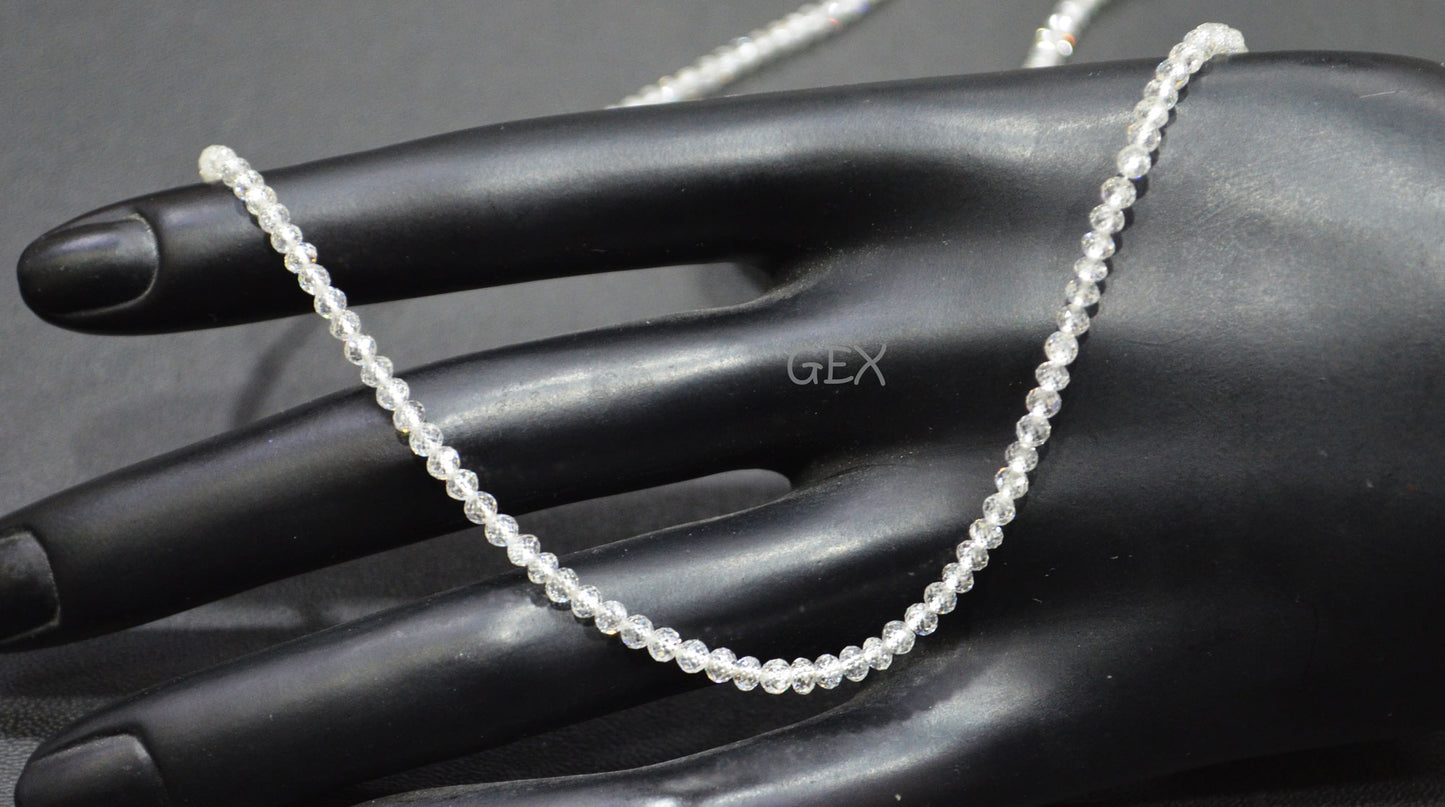 Natural White Diamond Faceted Round Shape Beads , White Diamond Faceted Beads , 17 Inches , 2.30 - 2.70 mm , DD-010