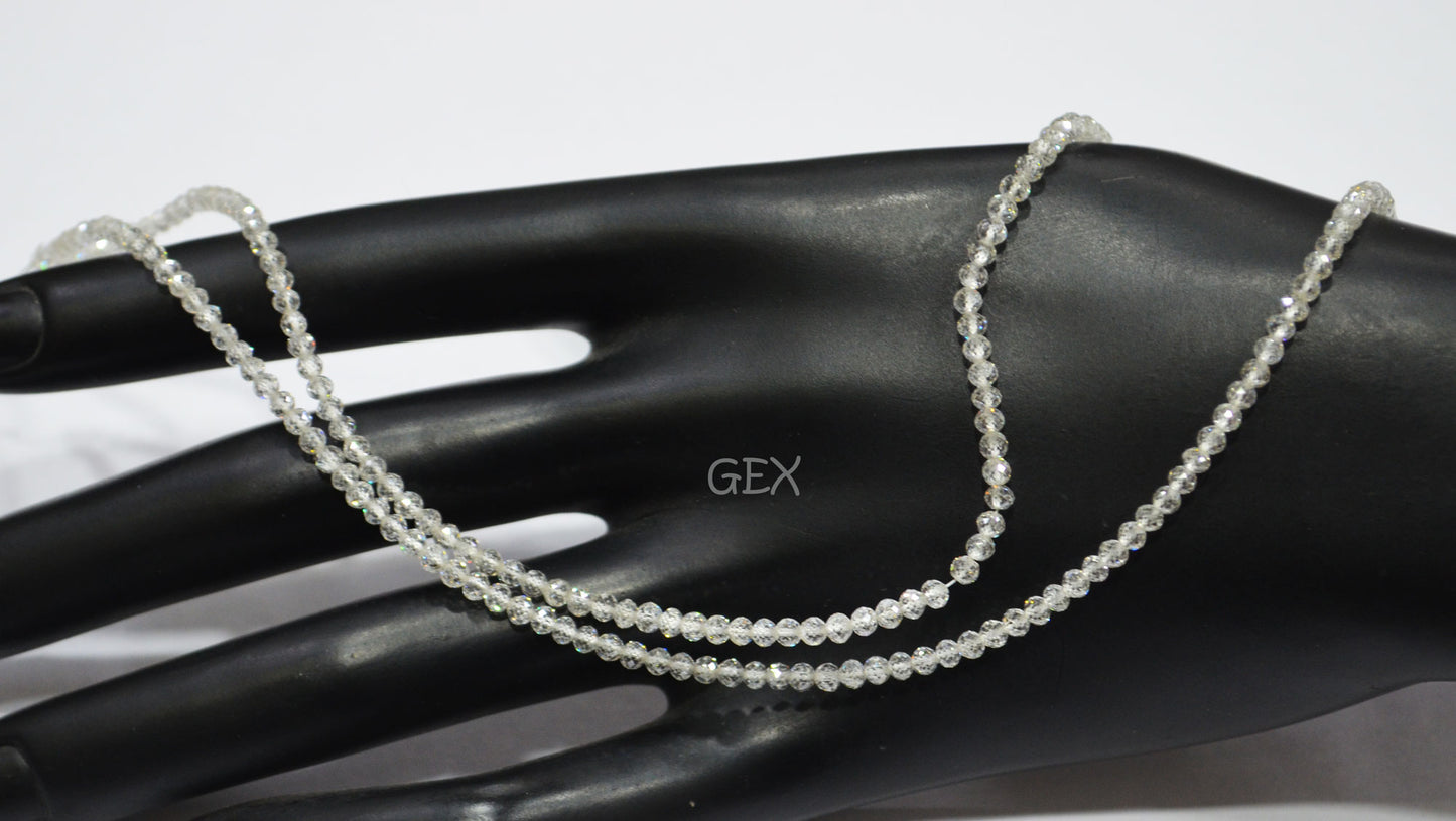 Natural White Diamond Faceted Round Shape Beads , White Diamond Faceted Beads , 17 Inches , 2.30 - 2.70 mm , DD-010