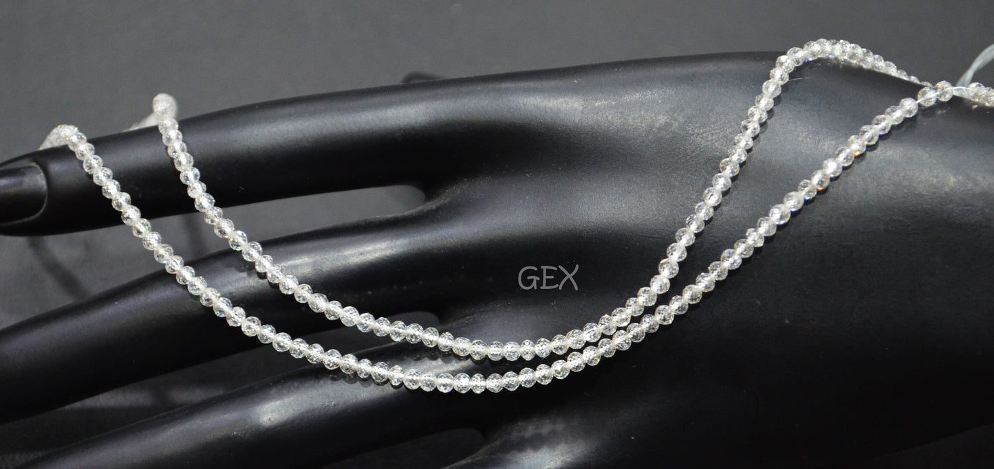Natural White Diamond Faceted Round Shape Beads , White Diamond Faceted Beads , 17 Inches , 2.40 - 2.80 mm , DD-011