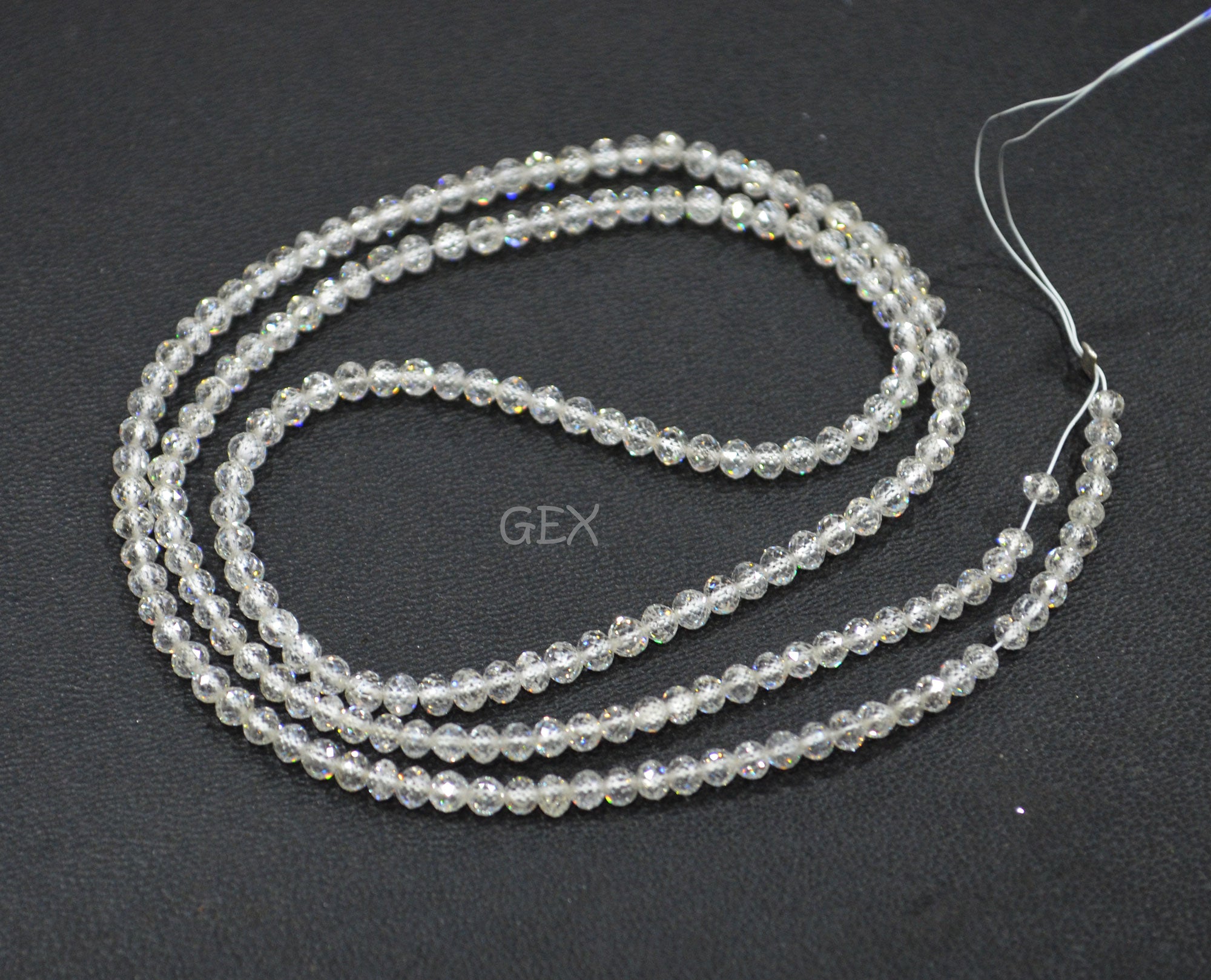 Natural White Diamond Faceted Round Shape Beads , White Diamond Faceted Beads , 17 Inches , 2.40 - 2.80 mm , DD-011