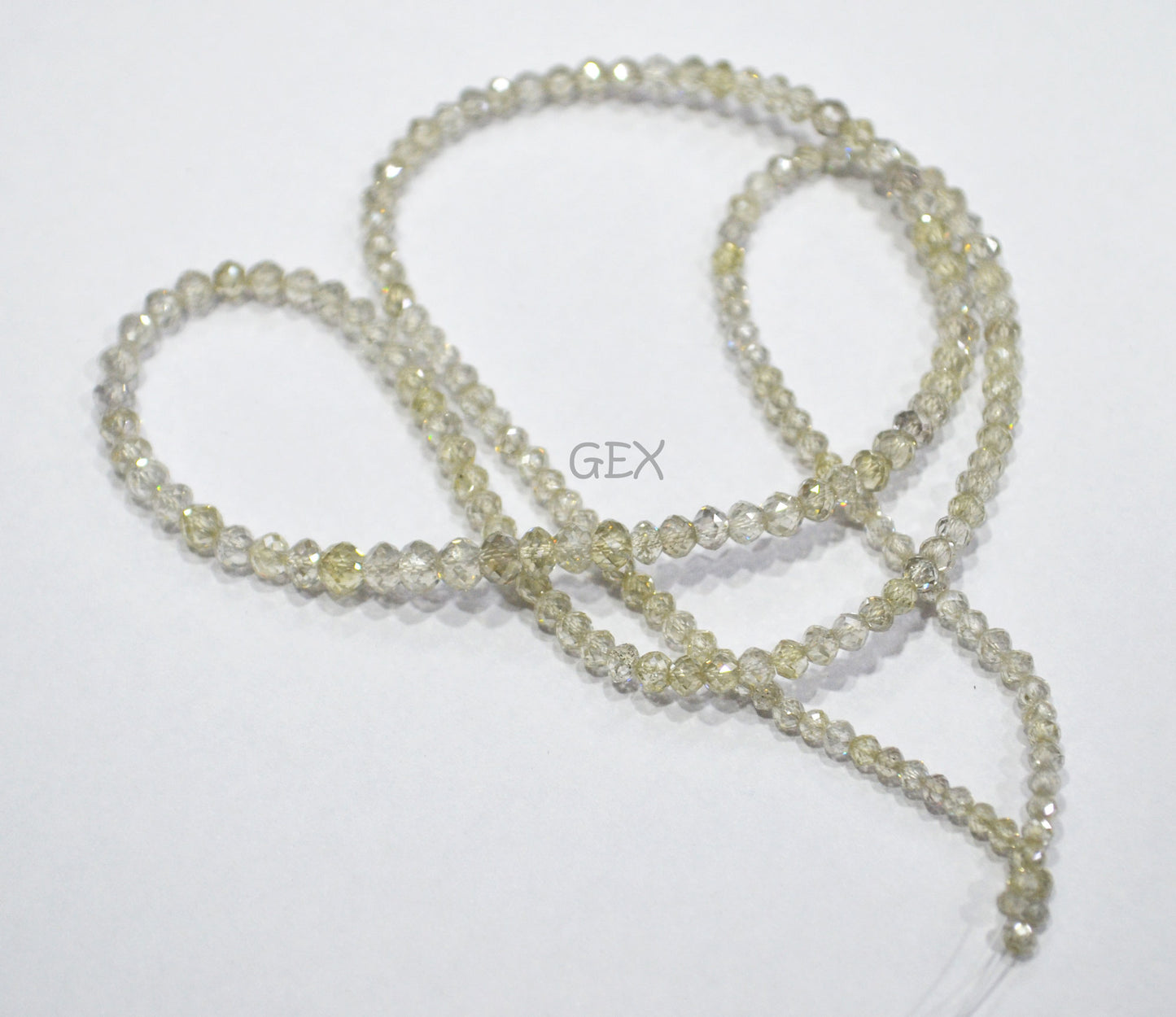 Natural White Diamond Faceted Round Shape Beads , White Diamond Faceted Beads , 16 Inches , 2.10 - 3.20 mm , DD-20