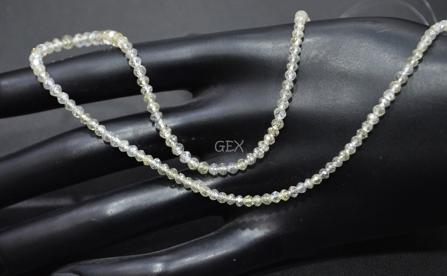 Natural White Diamond Faceted Round Shape Beads , White Diamond Faceted Beads , 16 Inches , 2.10 - 3.20 mm , DD-20