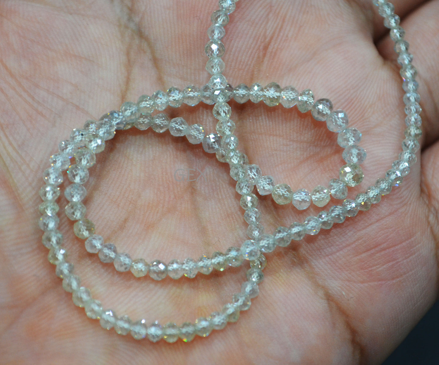 Natural White Diamond Faceted Round Shape Beads , White Diamond Faceted Beads , 16 Inches , 2.10 - 3.20 mm , DD-20