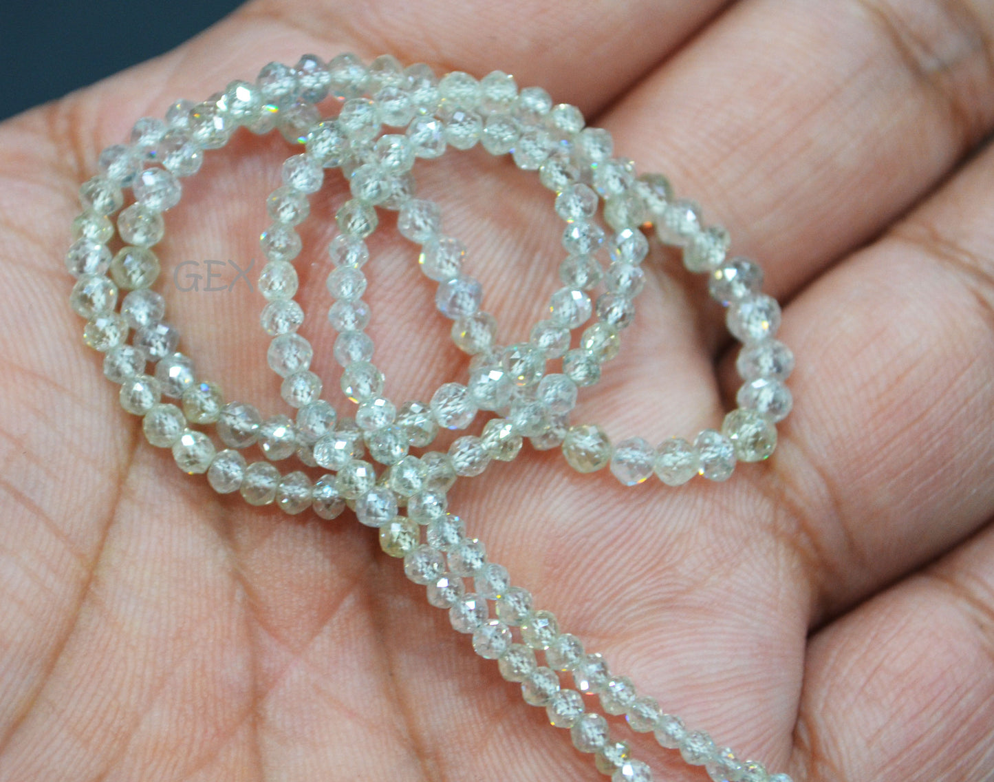 Natural White Diamond Faceted Round Shape Beads , White Diamond Faceted Beads , 16 Inches , 2.10 - 3.20 mm , DD-20