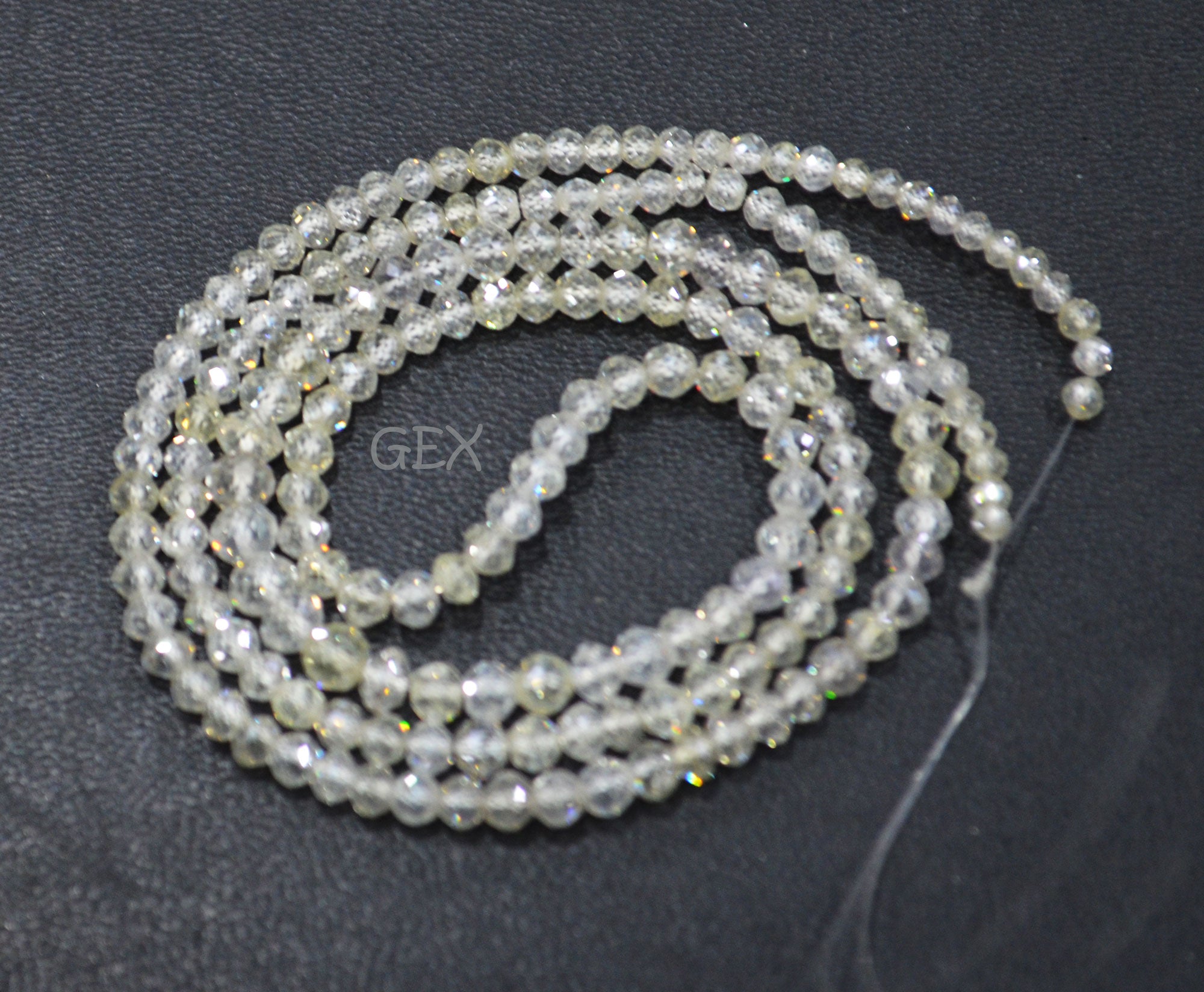 Natural White Diamond Faceted Round Shape Beads , White Diamond Faceted Beads , 16 Inches , 2.10 - 3.20 mm , DD-20