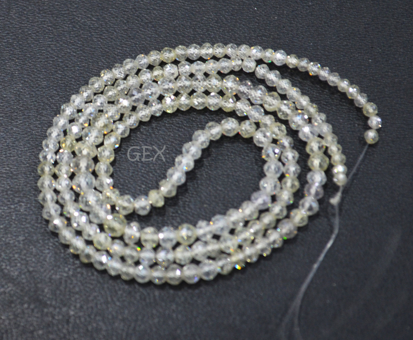 Natural White Diamond Faceted Round Shape Beads , White Diamond Faceted Beads , 16 Inches , 2.10 - 3.20 mm , DD-20