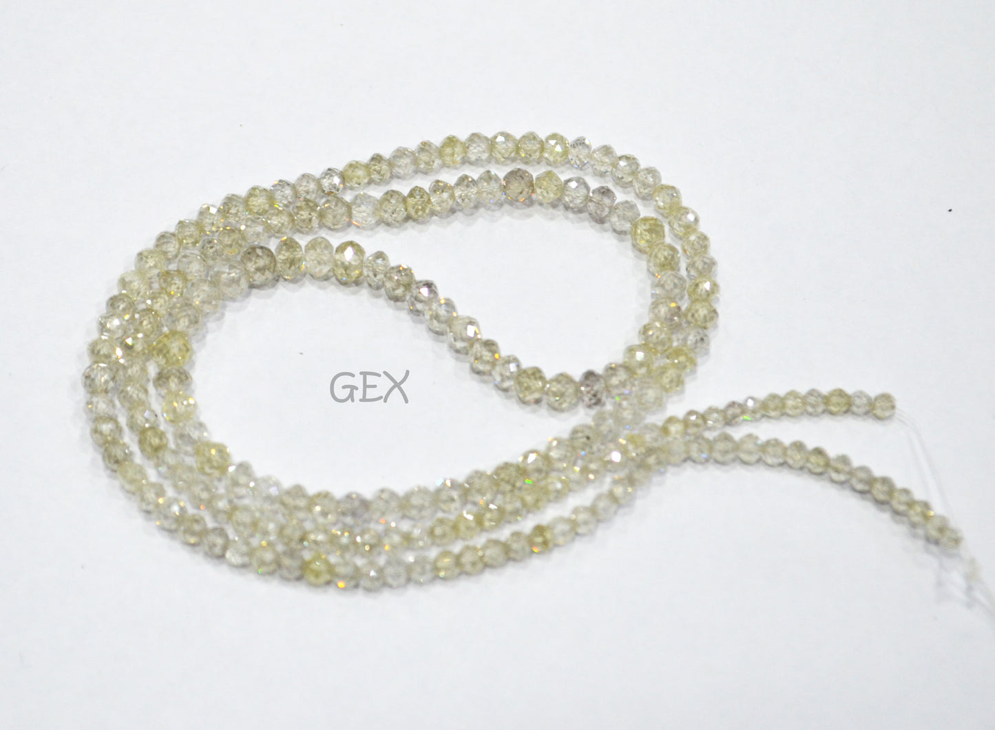 Natural White Diamond Faceted Round Shape Beads , White Diamond Faceted Beads , 16 Inches , 2.10 - 3.20 mm , DD-20