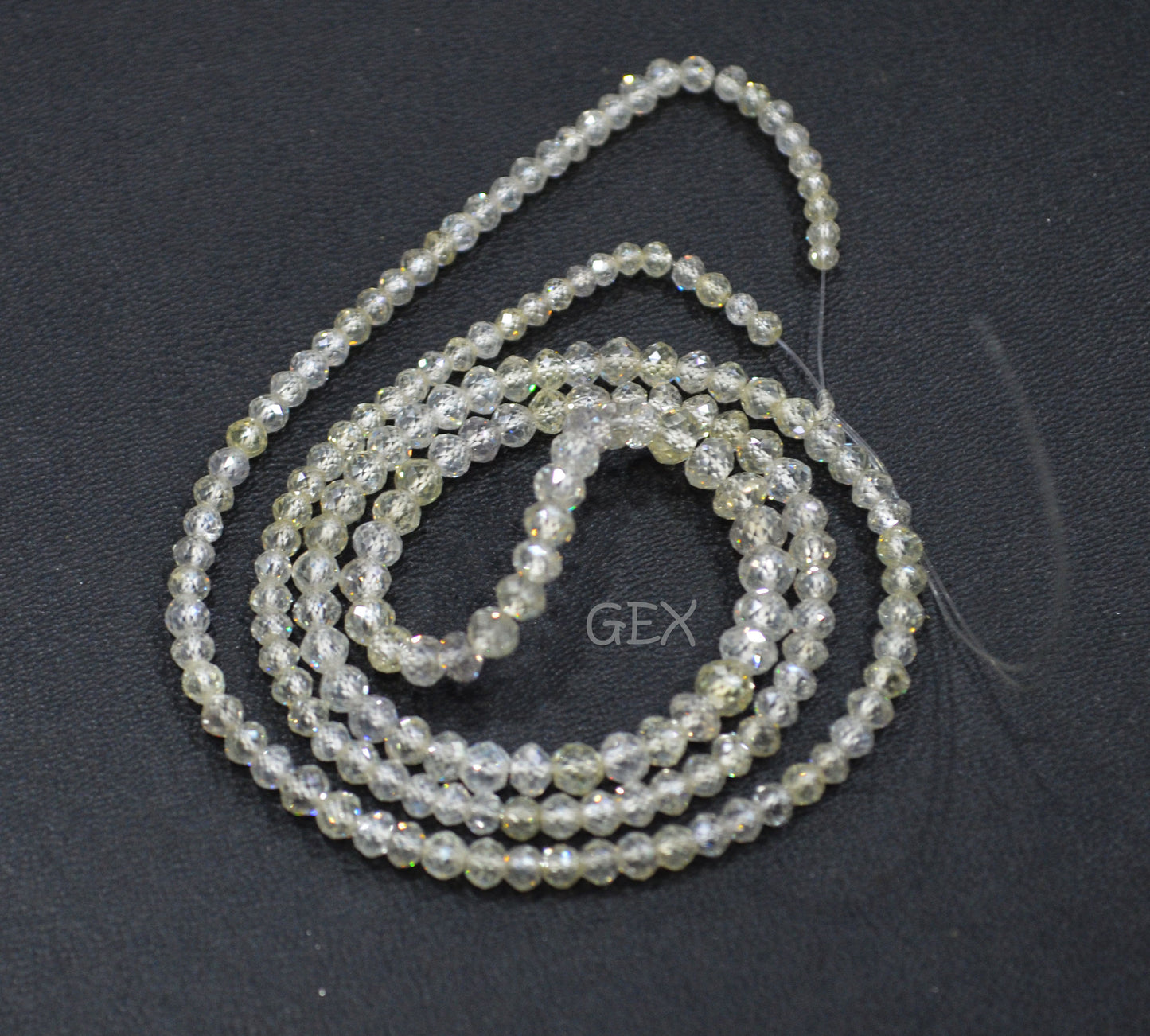 Natural White Diamond Faceted Round Shape Beads , White Diamond Faceted Beads , 16 Inches , 2.10 - 3.20 mm , DD-20