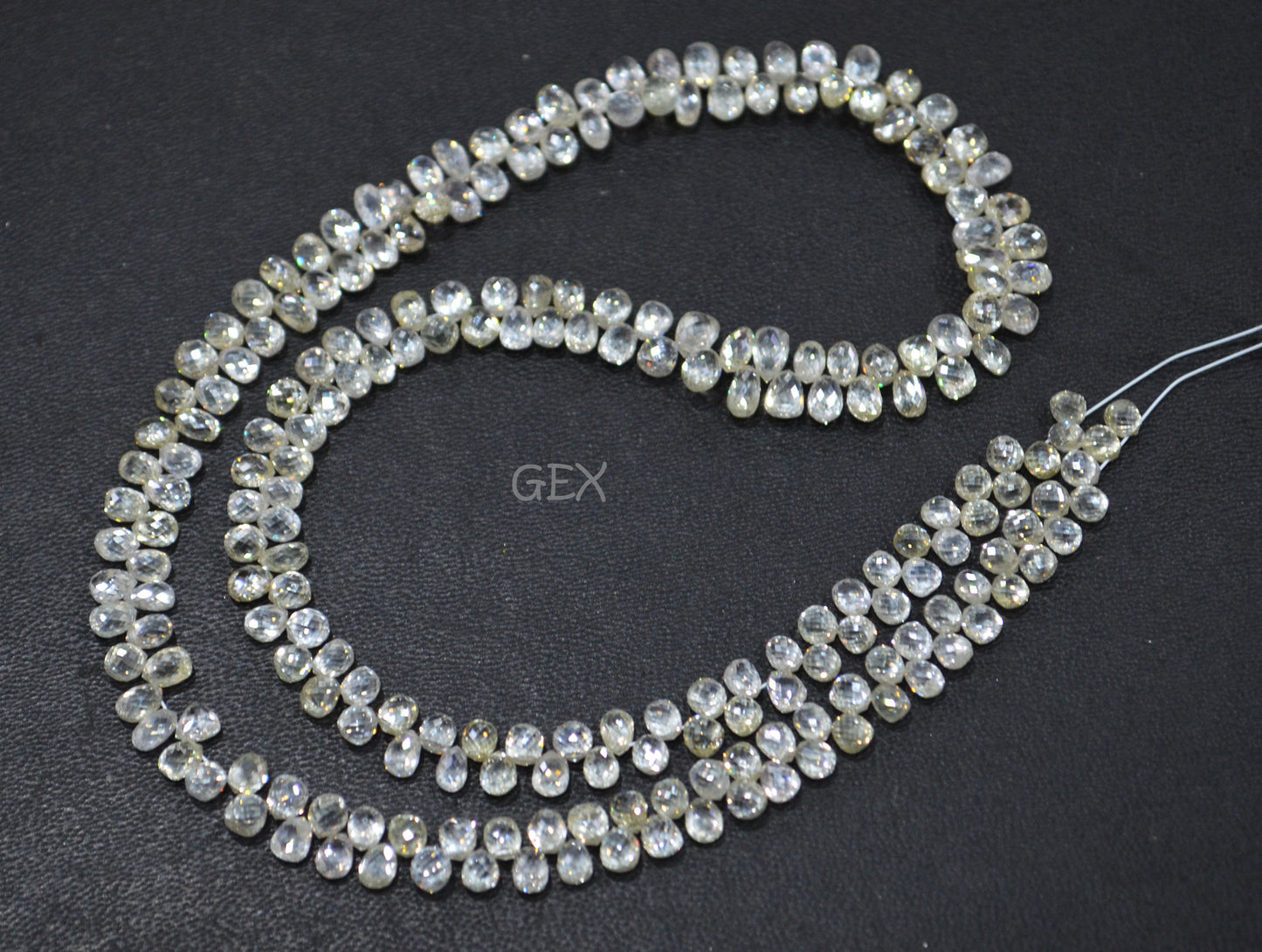 Natural White Diamond Faceted Tear Drops Shape Beads , White Diamond Faceted Beads , 14 Inches , 2x3 - 2.50x4 mm , DD-25