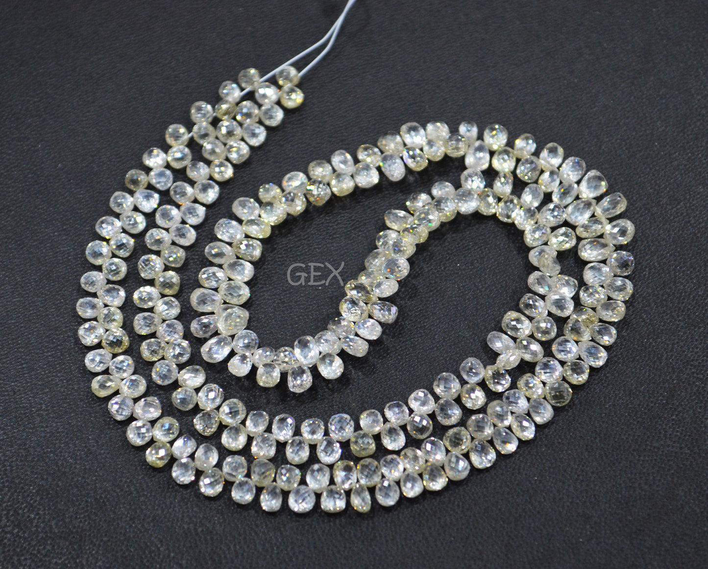 Natural White Diamond Faceted Tear Drops Shape Beads , White Diamond Faceted Beads , 14 Inches , 2x3 - 2.50x4 mm , DD-25