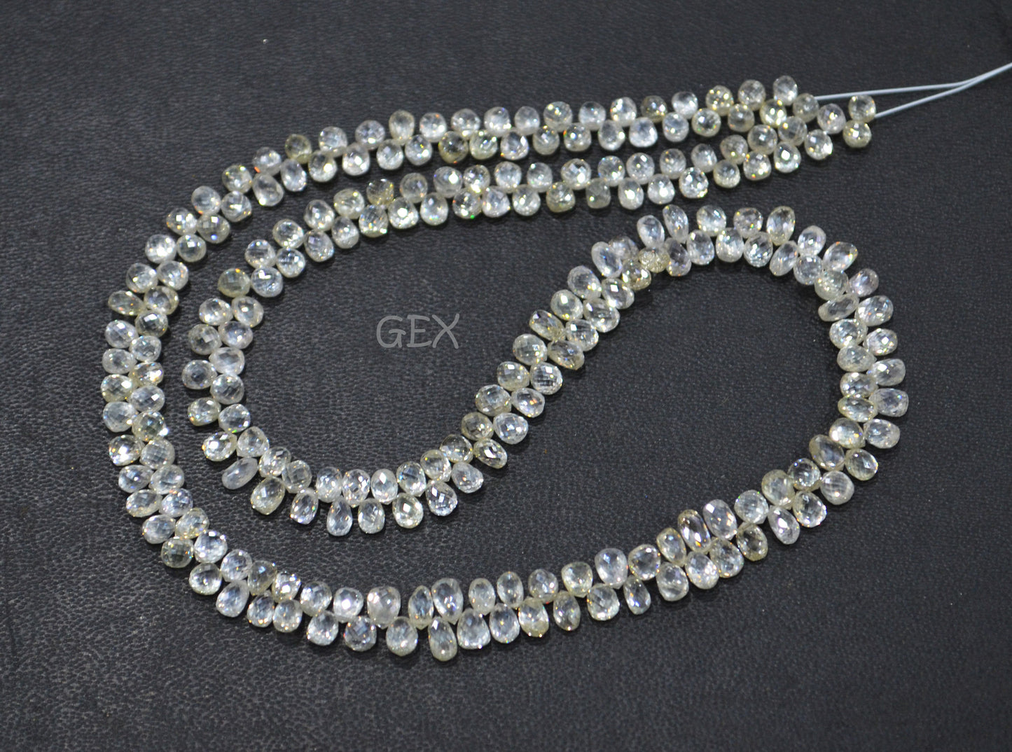 Natural White Diamond Faceted Tear Drops Shape Beads , White Diamond Faceted Beads , 14 Inches , 2x3 - 2.50x4 mm , DD-25